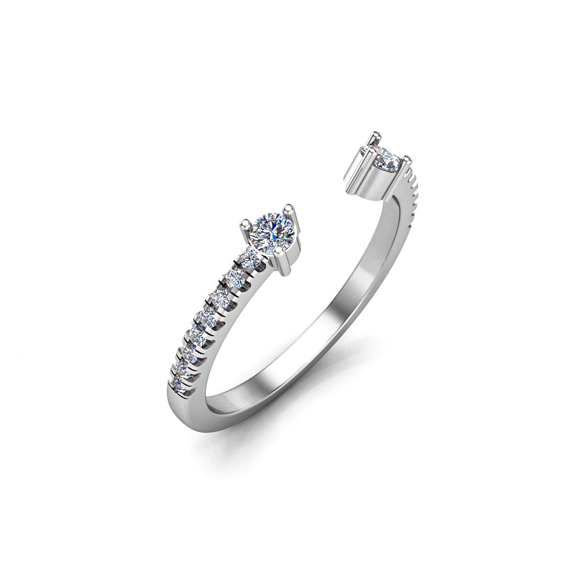 RKC Moissanite Adjustable Open Band For Birthday Gift 925 Sterling Silver 14K Yellow Gold Plated Wt 2 gm Width 2 MM