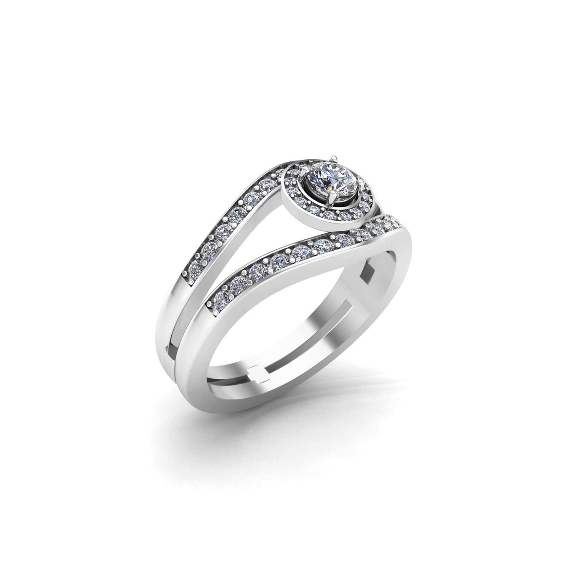 RKC ラウンドカット モアッサナイト イービルアイ結婚指輪 女性用 925 スターリングシルバー 14K ローズゴールドメッキ 重量 4 グラム 幅 3.50 ミリメートル