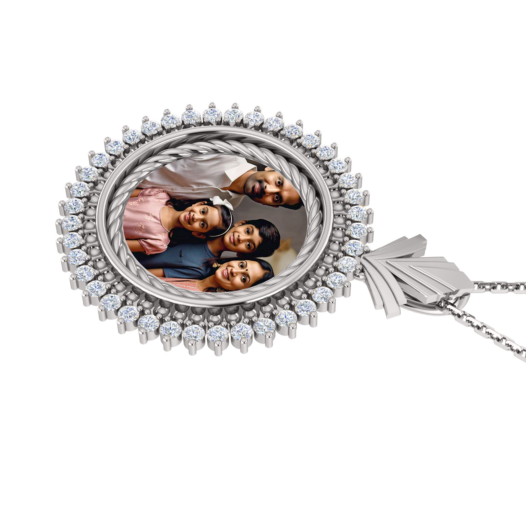 RKC 0.52Ct मॉइसॅनाइट फोटो पेंडंट 925 चांदीचे दागिने 14K पिवळा सोन्याचा मुलामा असलेला Wt 5gm उंची 21mm