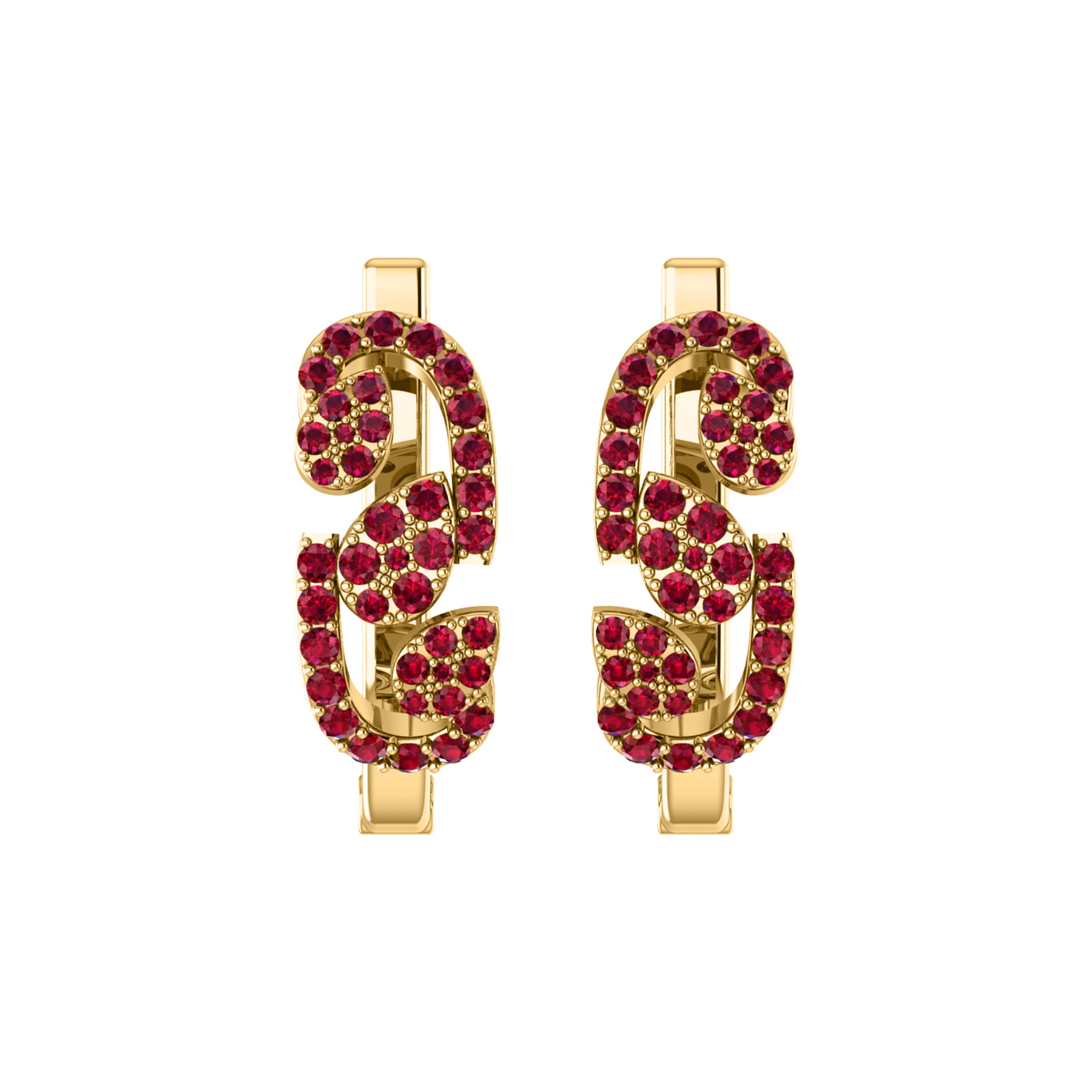 RKC 925 Sterling Silber Hoops & Huggies Damen-Ohrring, 14-karätige Rose, Gesamtgewicht: 5,00 g, Höhe: 20,50 mm