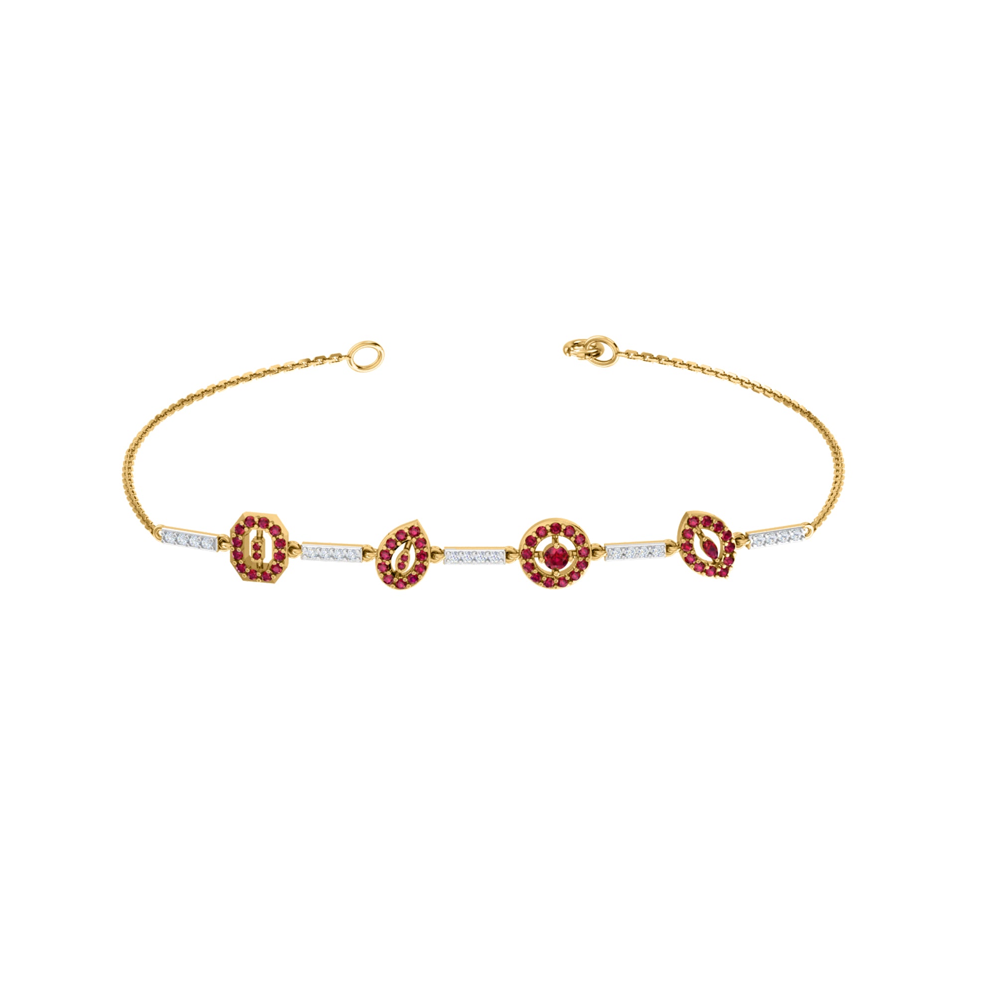 Bracciale da donna RKC in argento sterling 925 da 1,16 ct, placcato in oro bianco 14 carati, peso 5,20 g, altezza 81,30 mm