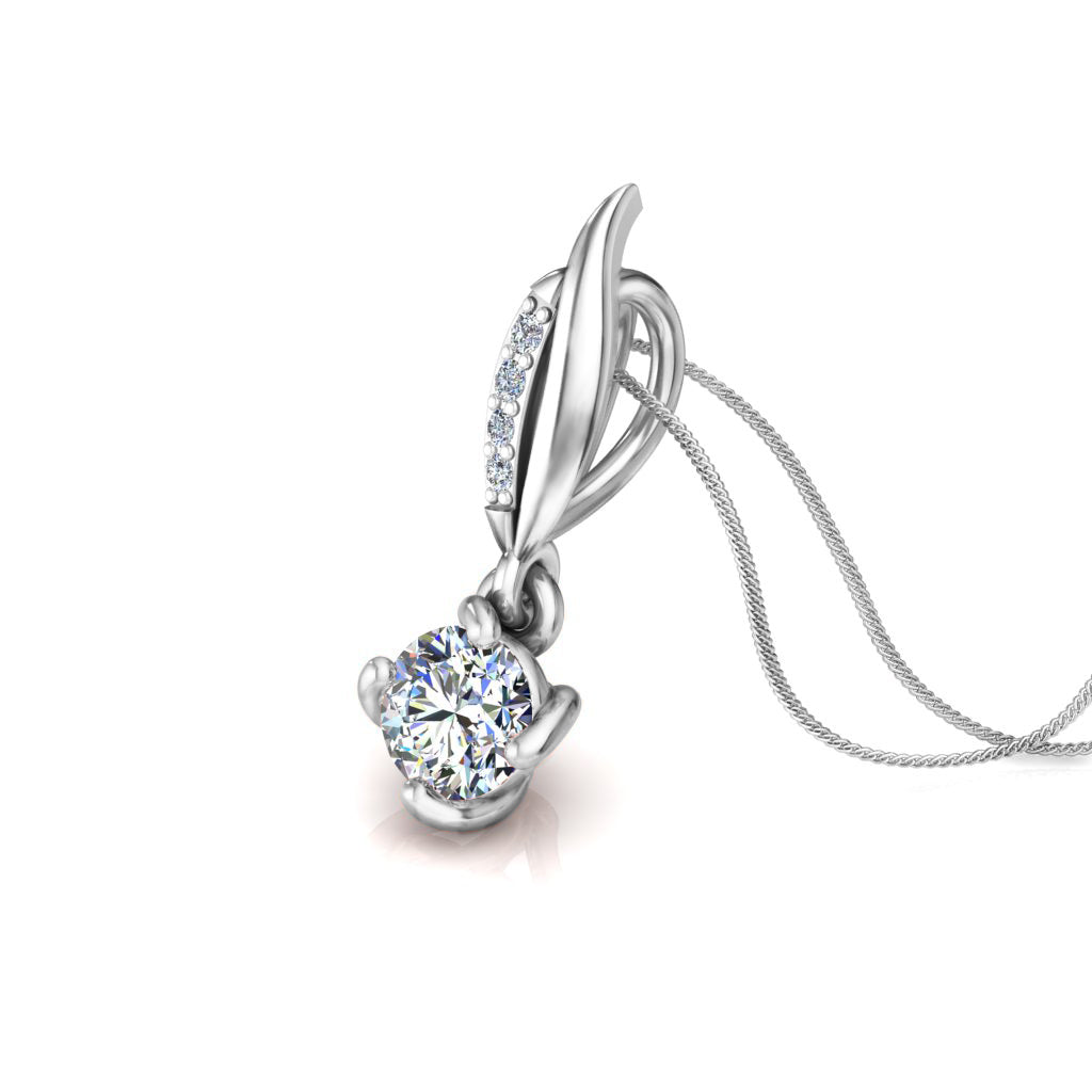 RKC 925 فضة استرليني أربعة شقوق سوليتير الأزهار مويسانيتي قلادة 14K مطلية بالذهب الأبيض