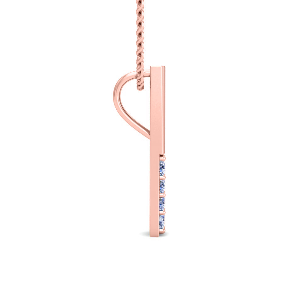 قلادة من الفضة الإسترليني RKC 0.04 مويسانيتي هدية لها لمسة نهائية من الذهب الأصفر عيار 14 قيراط بوزن 2.4 جم ارتفاع 14 مم