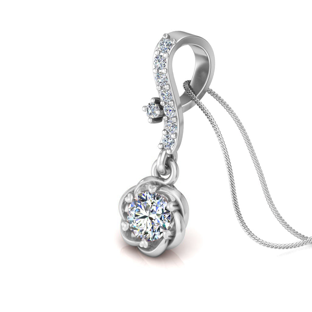 RKC 925 Sterling Silver Flower Drop 0,35 Ct moissanite medál 14K kéttónusú aranyozott súly 2,8 g magasság 18 mm