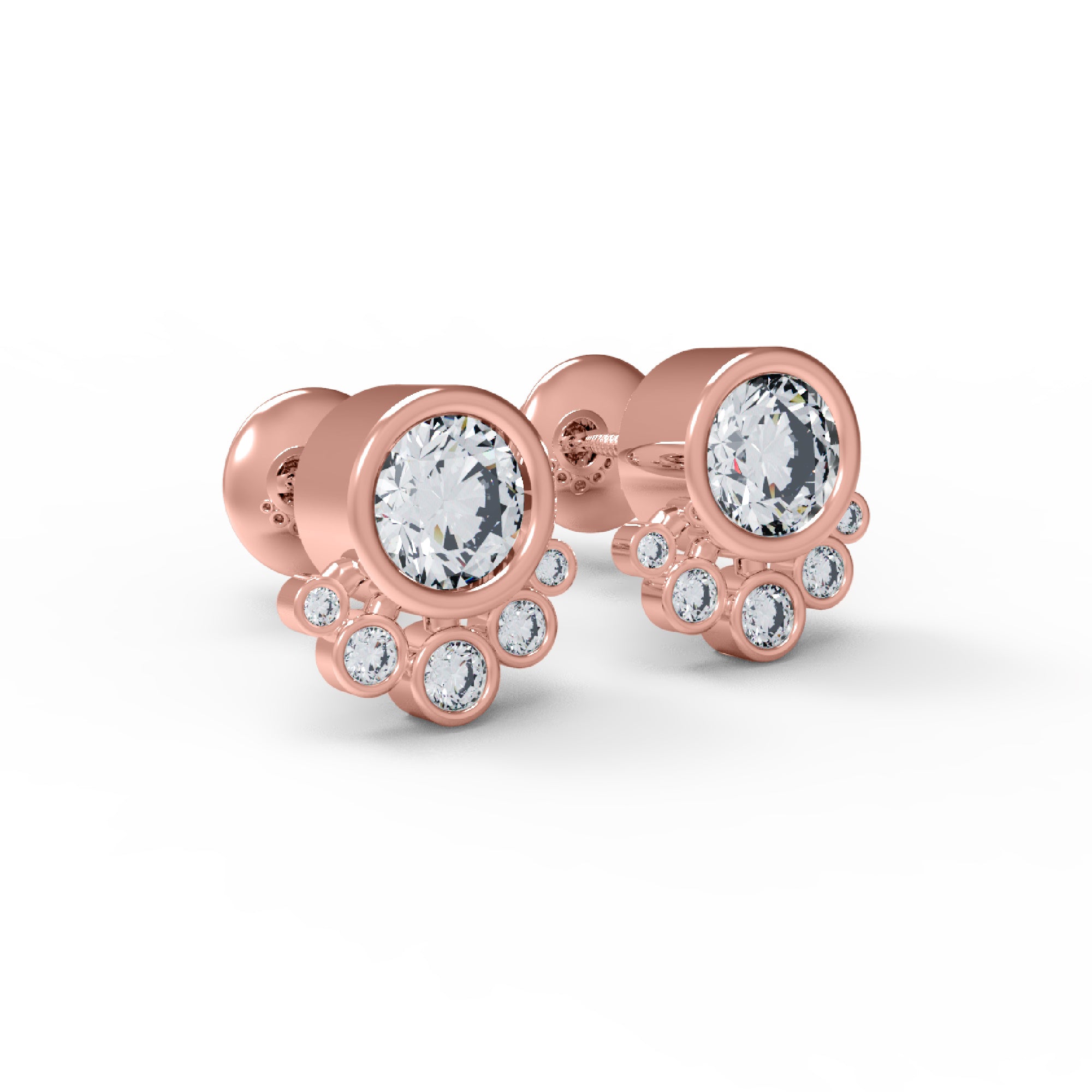 RKC Damen-Ohrstecker aus 925er-Sterlingsilber mit Schraubverschluss, 14 Karat Gelb, Gewicht 2,80 GM, Höhe 9,50 mm