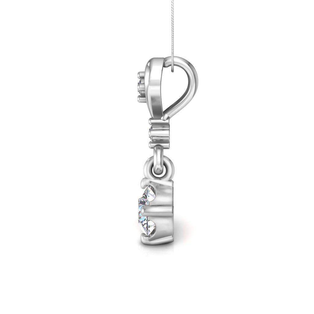 RKC হার্ট লুপ ড্রপ সিলভার 0.40 Ct ময়সানাইট দুল 14K হলুদ গোল্ড ফিনিশ Wt 2.8 গ্রাম উচ্চতা 15 মিমি