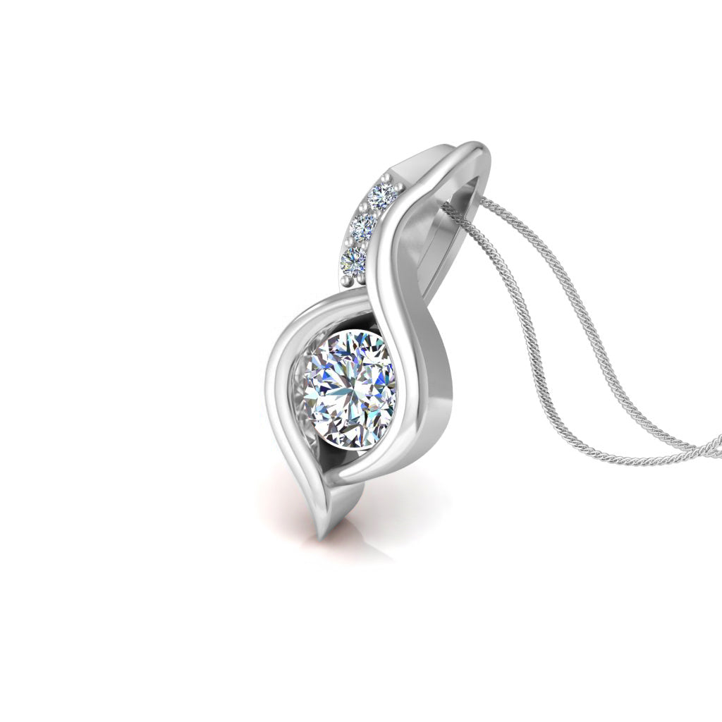 RKC 925 Sterling Silver Round 0.92 CT Moissanite Pendant 14K Rose Gold Plated Wt 3.00 gm Height 15 mm