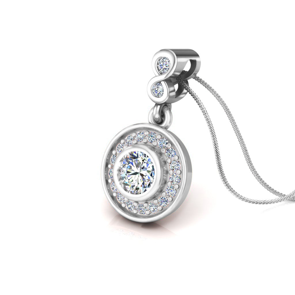 RKC সিলভার হ্যালো 0.55 CT ময়সানাইট রাউন্ড উইমেন দুল 925 সিলভার Wt 2.8 গ্রাম উচ্চতা 15 মিমি