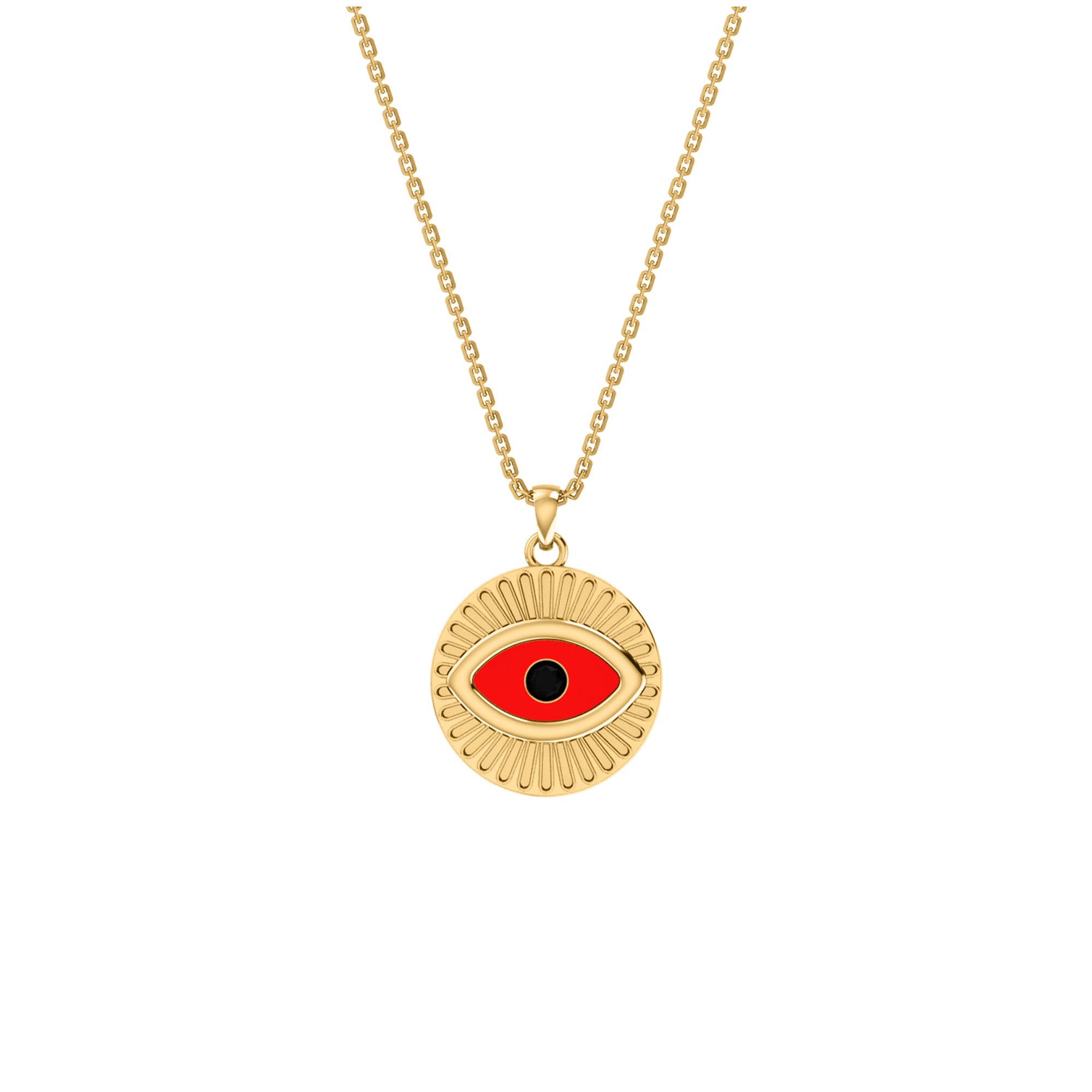 RKC 0.17 CT Enamel Evil Eye Pendant 925 Silver 14K Yellow Gold Plated Wt 5.80 GM Height 20.00 MM