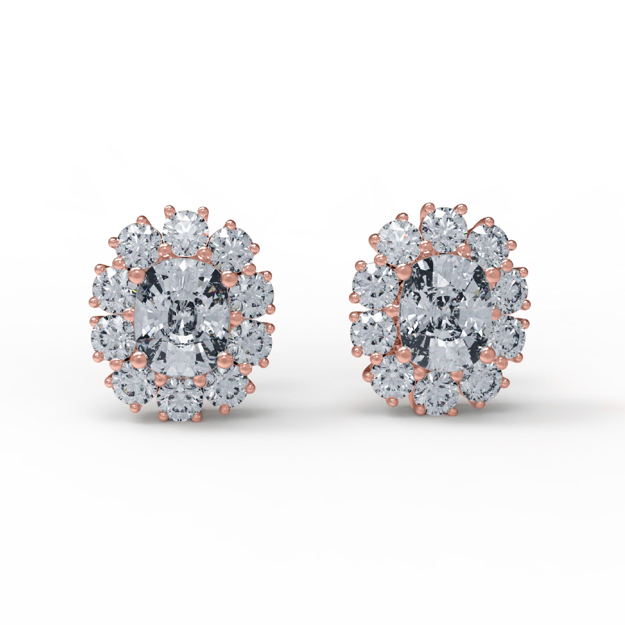 RKC 925 Sterling Silver Stud Women Earring 14k Rose Over Product Wt 7.50 GM Height 18.50 MM