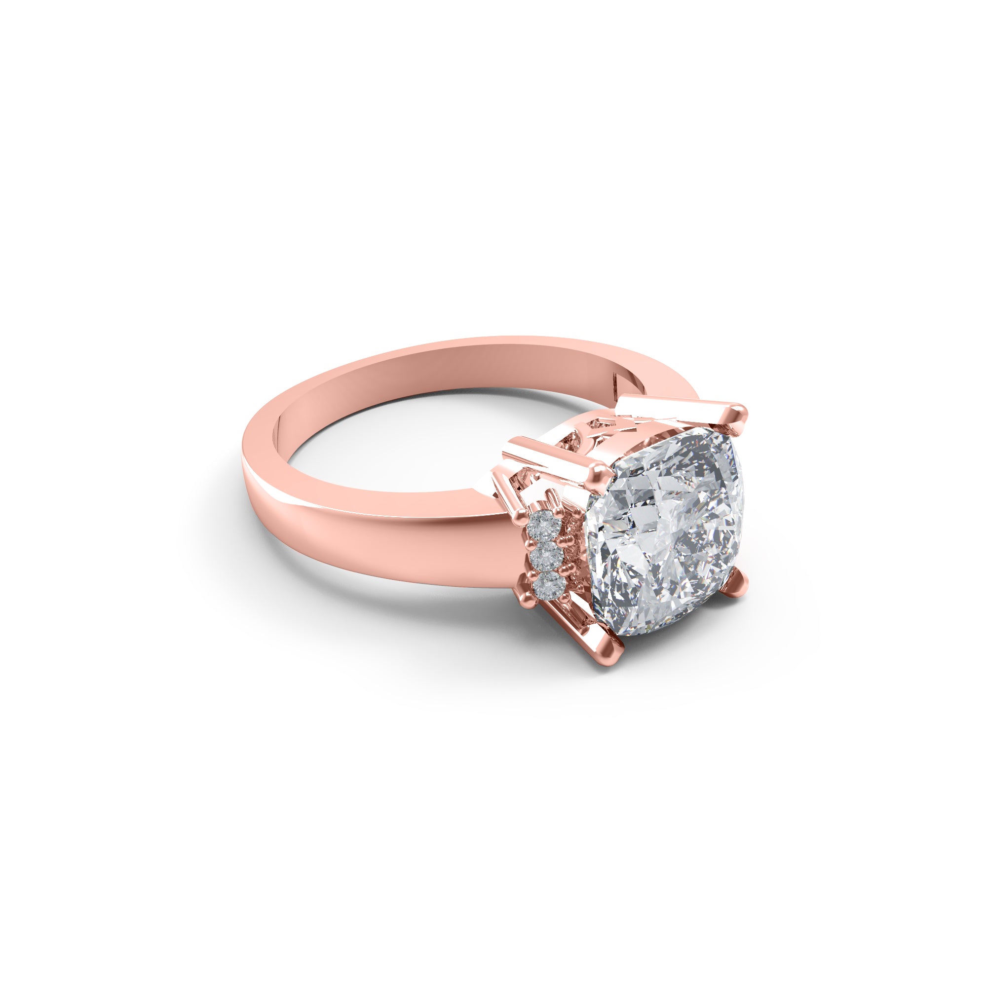 RKC Cushion Cut Moissanite Solitaire Wedding Ring 925 Silver 14K Yellow Gold Plated Wt 3 gm Width 2.10 MM