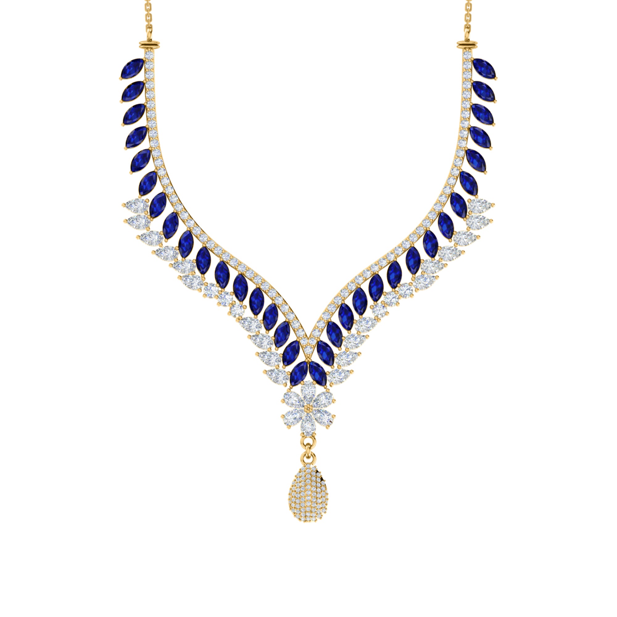 RKC 18 CT Moissanite Charming Necklace 925 Silver 14k Rose gold Plated Product Weight 17.00 GM Height 100.00 MM