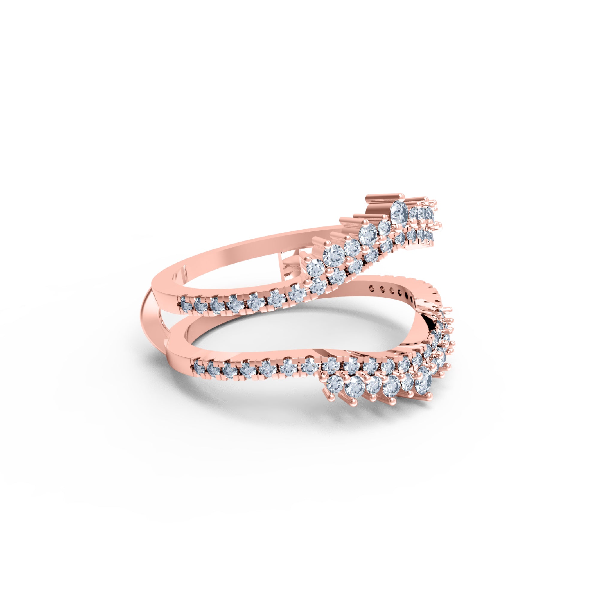 Жаночы заручальны пярсцёнак RKC Moissanite Enhancer Guard кольца са срэбра 925 пробы з пакрыццём з жоўтага золата 14K Вага 3,80 г, шырыня 6 мм