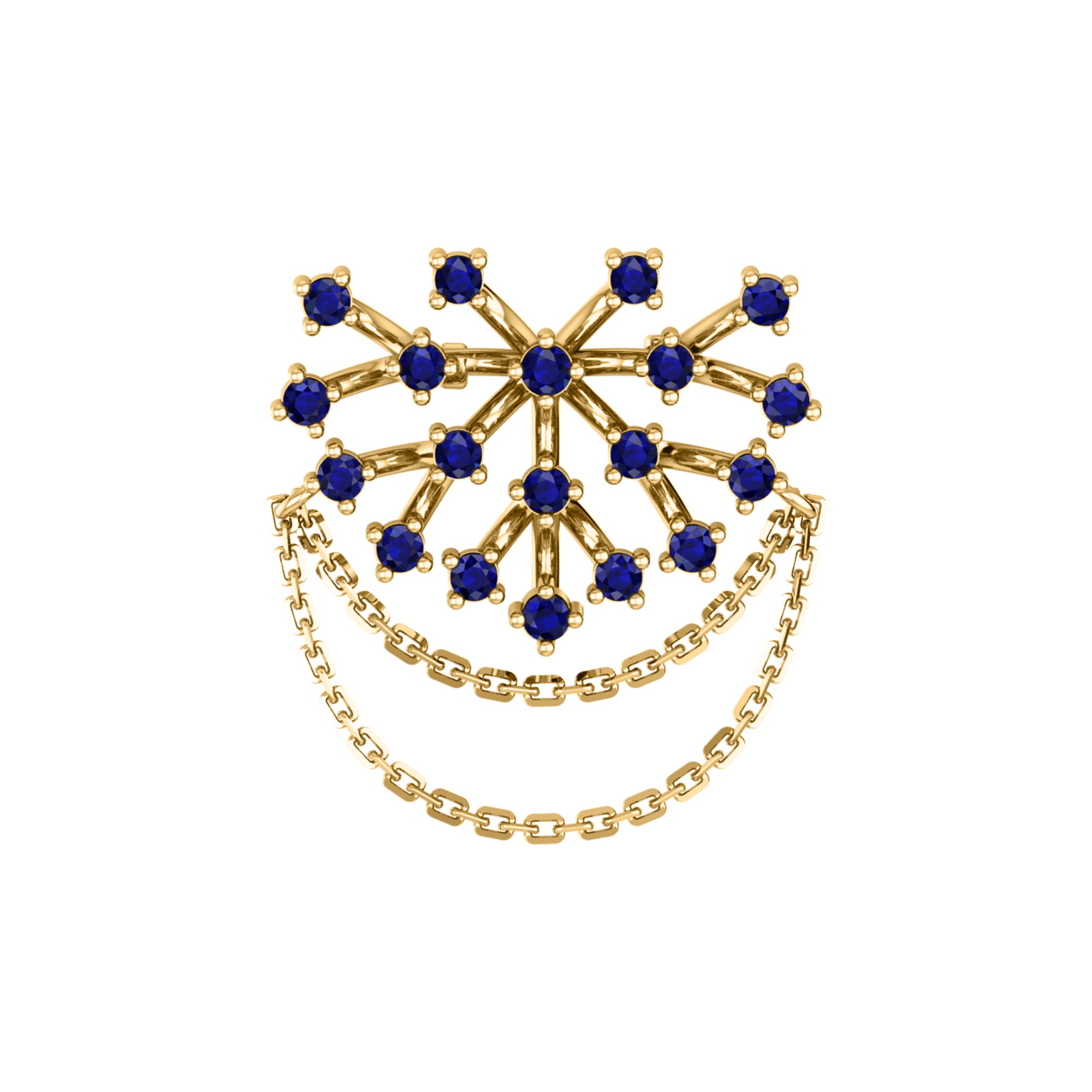 RKC Moissanite 925 Sterling Silve Brooch 14K Yellow Gold Plated Product Wt 3.00 GM Height 23.00 MM