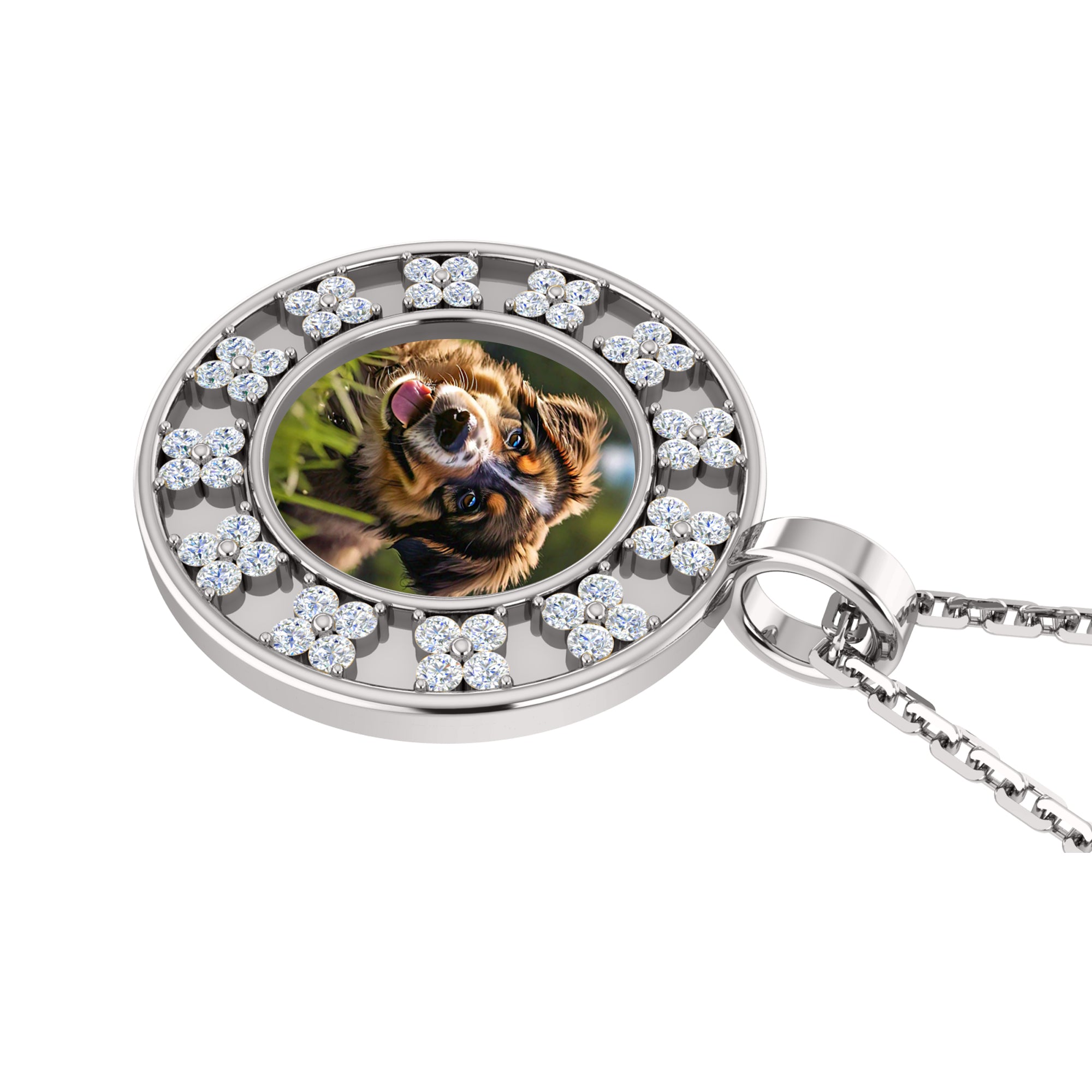 RKC 0.48Ct Moissanite Halo Photo Pendant 925 Silver Jewelry 14K Yellow Gold Plated Wt 5gm Height 20mm