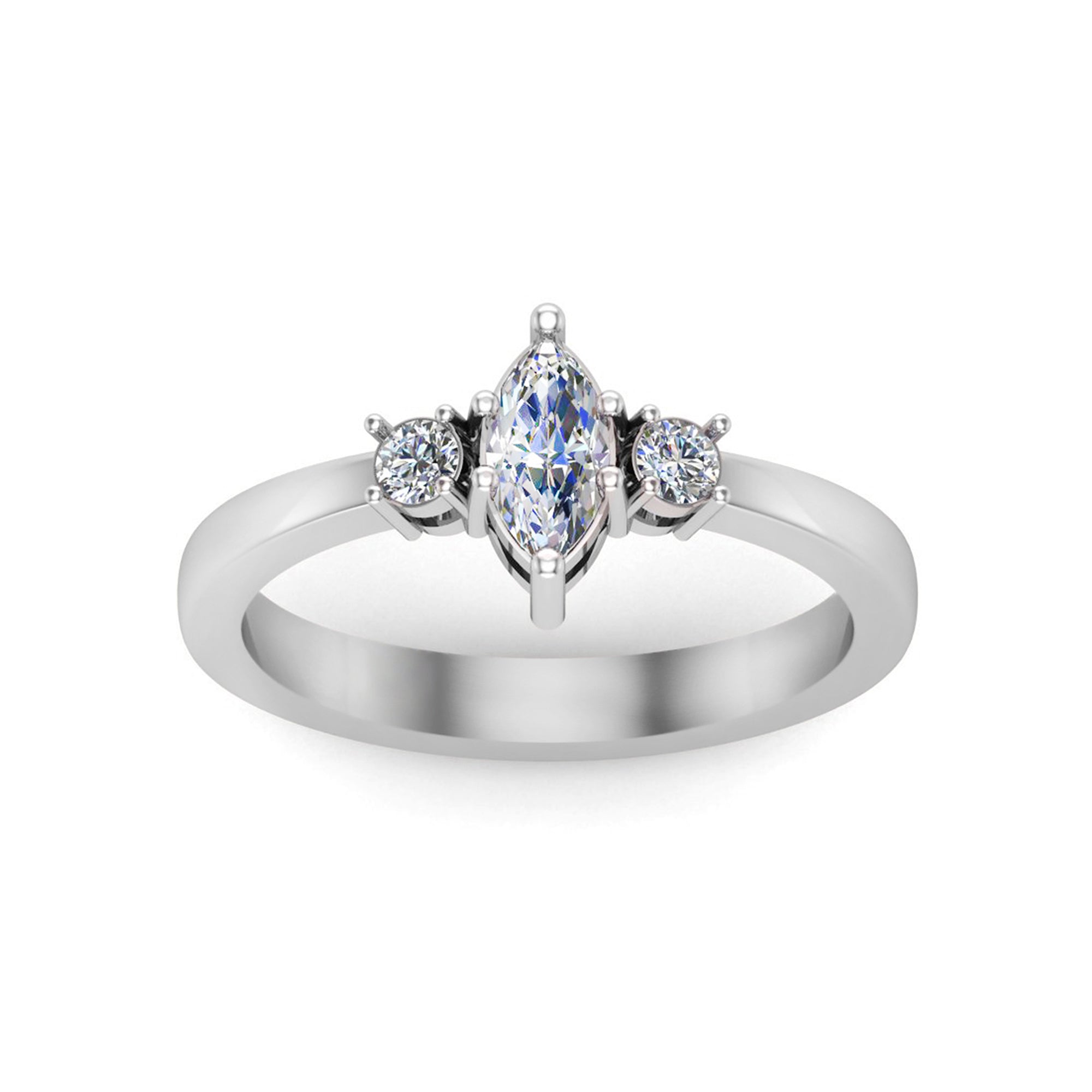 RKC Marquise Moissanite Statement Ring 925 Silver 14K Yellow Gold Plated Ring For Ladies' Wt 2.40 gm Width 2.50 MM