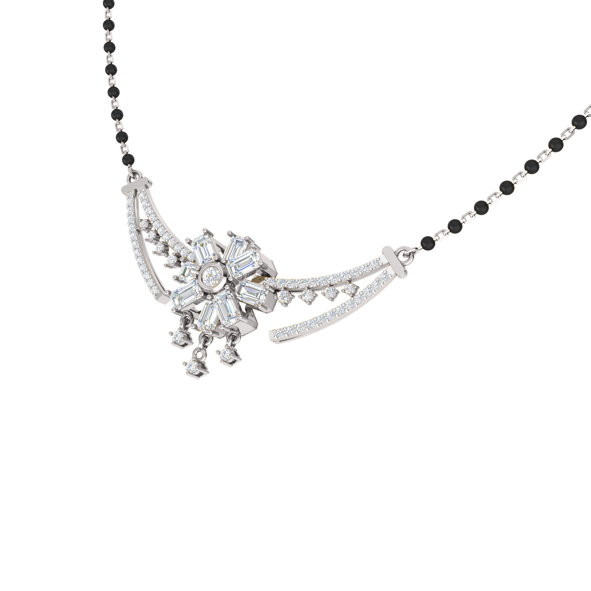 RKC 2.24Ct Moissanite Women Mangalsutra 925 Silver 14k Rose gold Plated Product Weight 8.10gm Height 25.55mm