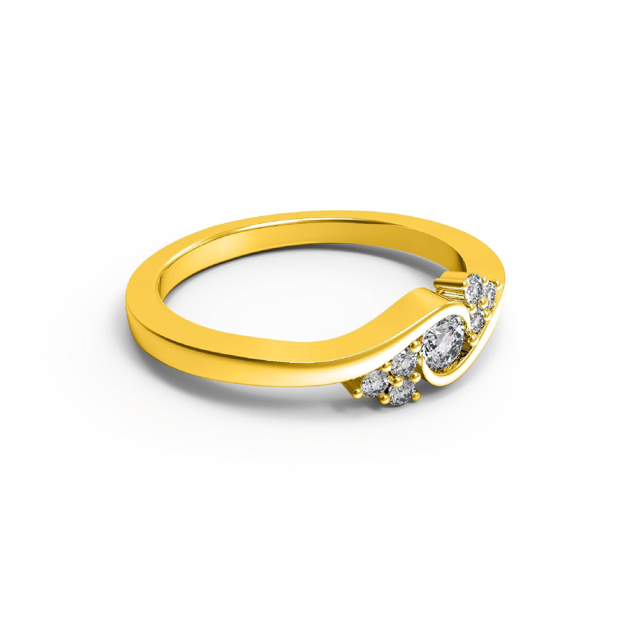 RKC Moissanite Engagement Bypass Ring For Women's Gold Plated 925 Silver 14K Rose Gold Plated Wt 2 gm Width 1.80 MM