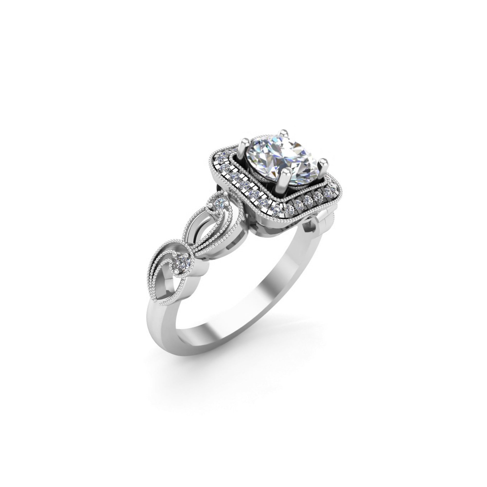 RKC 1 карат Набор вясельных заручальных пярсцёнкаў з арэолам муасаніта, жоўтае пазалота 14 карат, срэбра 925 пробы, вага 2,65 г, шырыня 2,20 мм