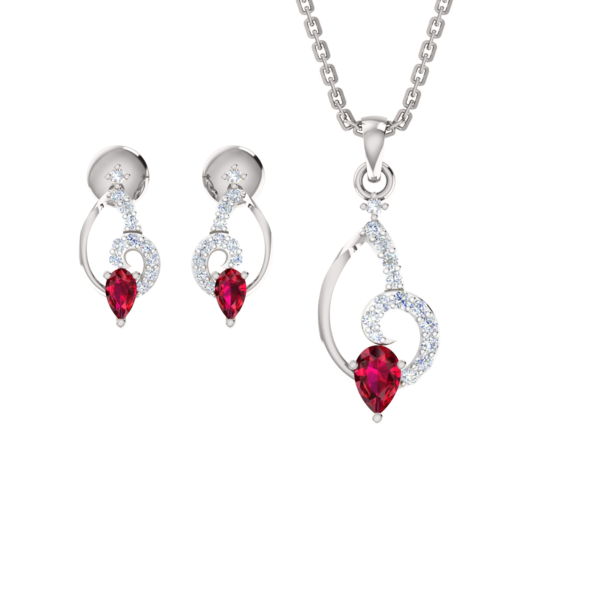 RKC 925 સિલ્વર ગોલ્ડન ટોટલ 0.42Ct મોઈસાનાઈટ પેન્ડન્ટ Wt 3.20gm અને Wt એરિંગ 2.10gm સેટ 14K રોઝ ગોલ્ડ પ્લેટેડ સાથે