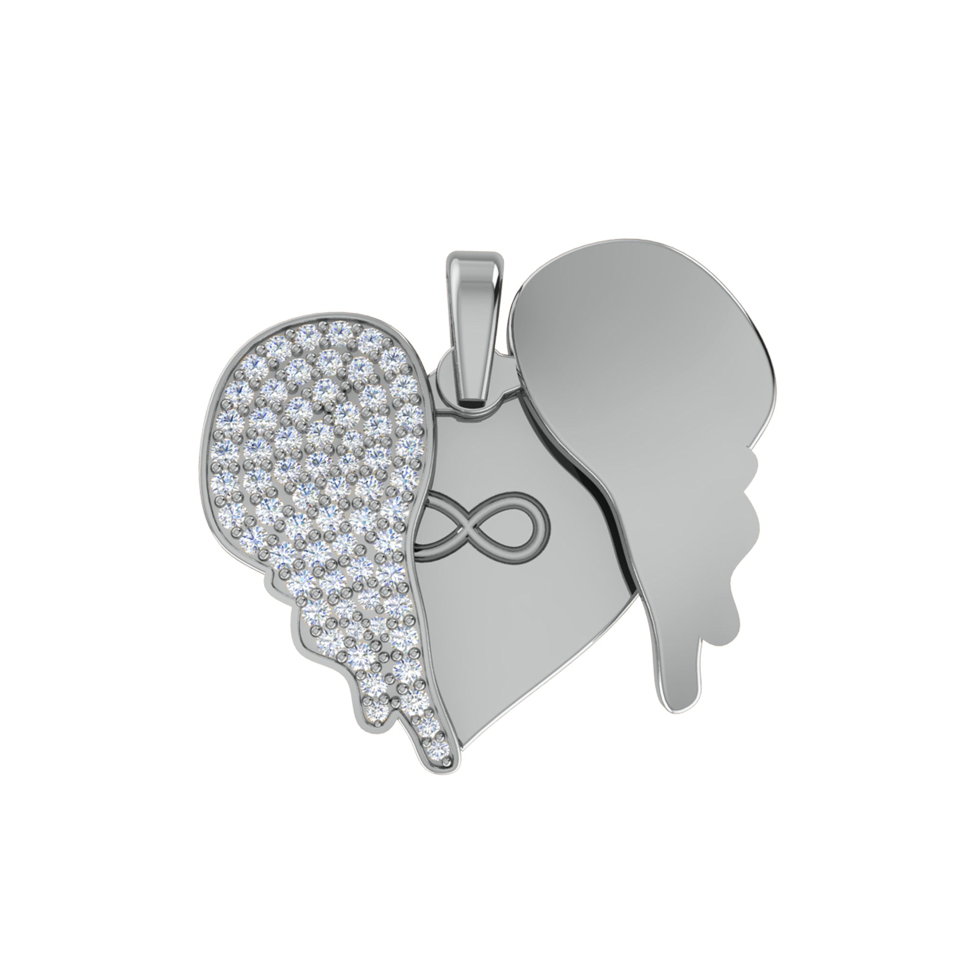 RKC 0.61Ct Moissanite Wing Heart Pendant 925 Silver Jewelry 14K Rose Gold Plated Wt 6gm Height 23.50mm