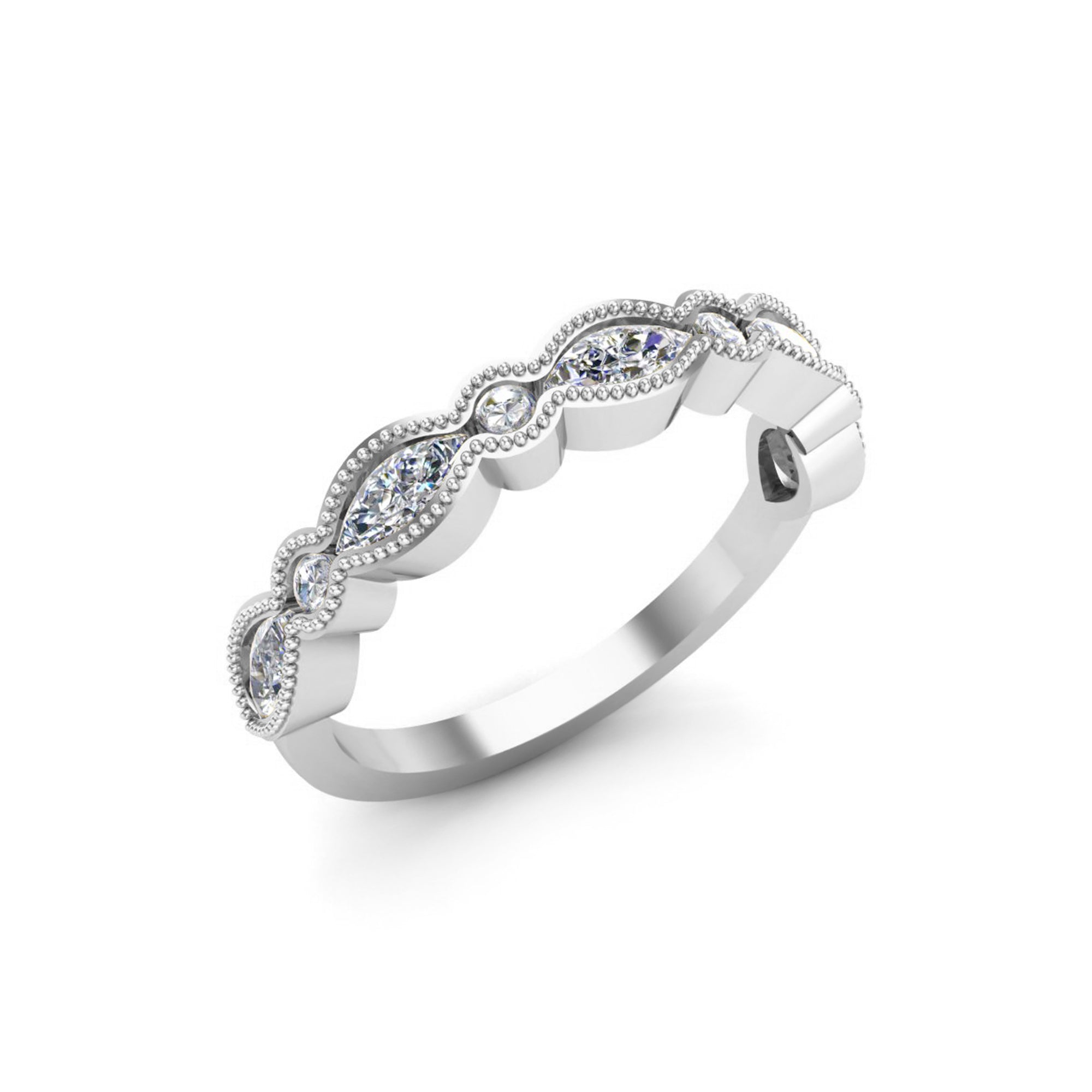 RKC Marquise Moissanite Minimalist Women Band Ring 925 Sterling Silver Ring 14K Rose Gold Plated Wt 2 gm रुंदी 1.80 MM