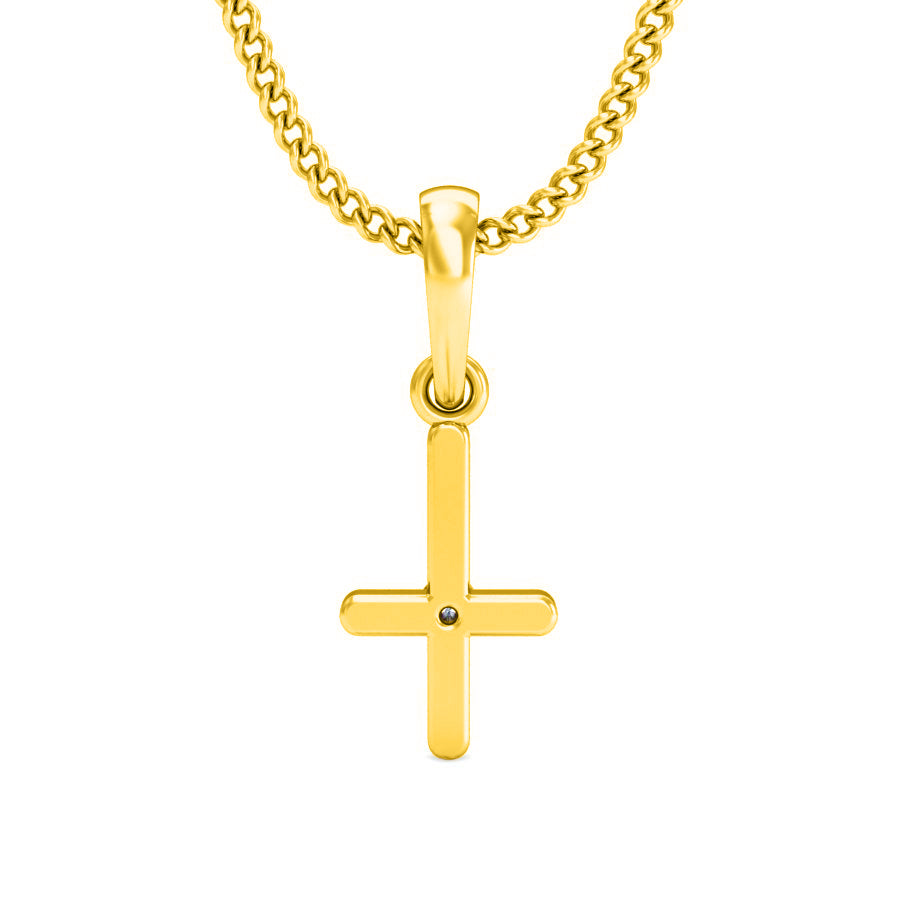 RKC Women 925 Silver Cross Religious 0,015 Ct moissanite medál 14K sárga aranyozott súly 2,4 gm magasság 15 mm