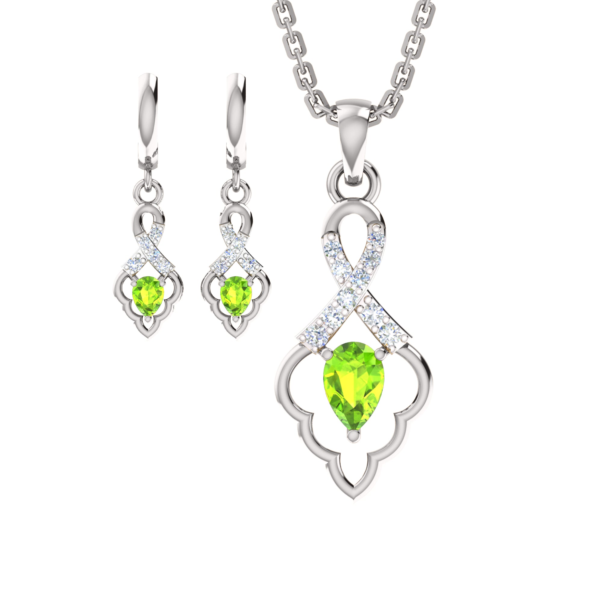 RKC 925 فضي ذهبي إجمالي 1.09 قيراط قلادة مويسانيتي بوزن 3.60 جرام ومجموعة حلق بوزن 2.30 جرام مطلية بالذهب الأصفر عيار 14 قيراط