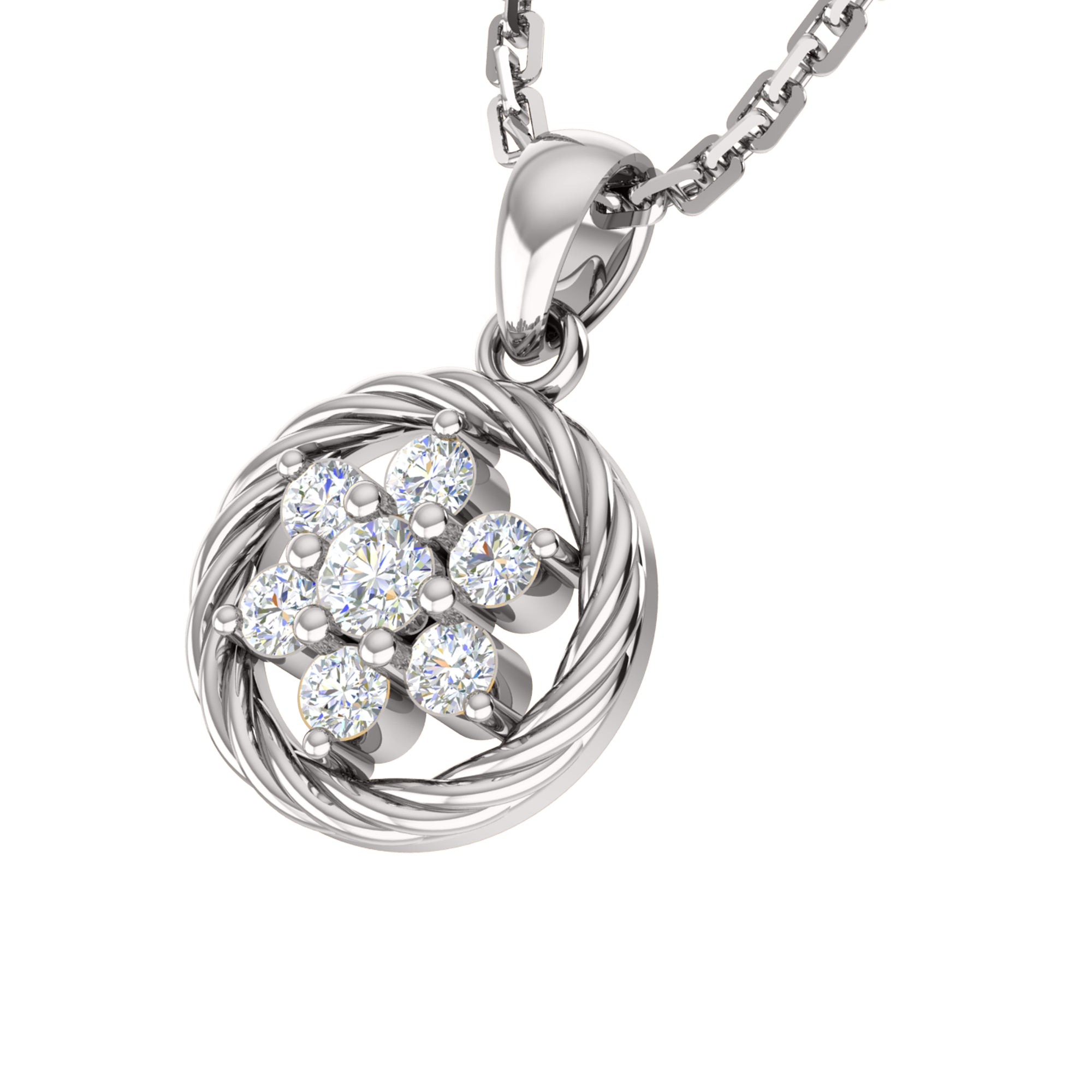 RKC 0.25Ct मॉइसॅनाइट फ्लोरल पेंडंट 925 चांदीचे दागिने 14K पिवळा सोन्याचा मुलामा असलेला Wt 3.80gm उंची 16.50mm