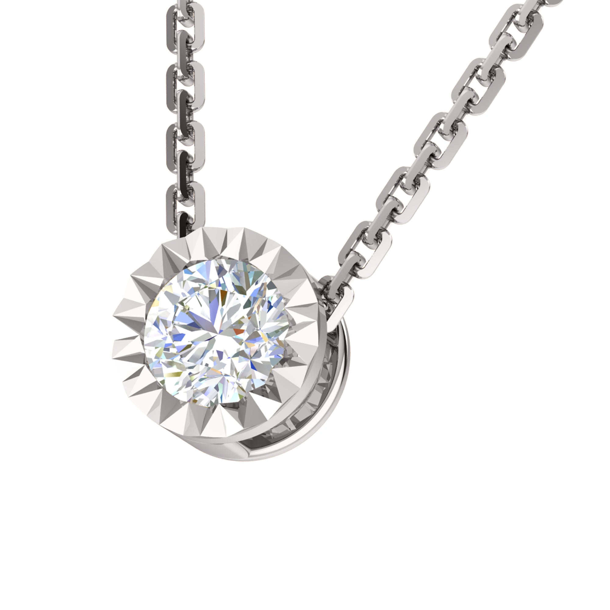 RKC 0.50Ct मॉइसॅनाइट सॉलिटेअर पेंडंट 925 चांदीचे दागिने 14K व्हाइट गोल्ड प्लेटेड Wt 2.60 gm