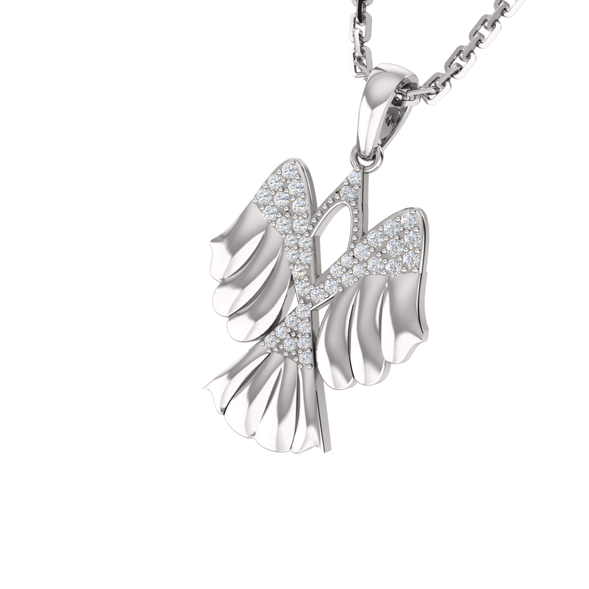 RKC 0.14Ct Moissanite Wings Pendant 925 Sølvsmykker 14K gult gullbelagt Wt 4.00gm Høyde 17.50mm