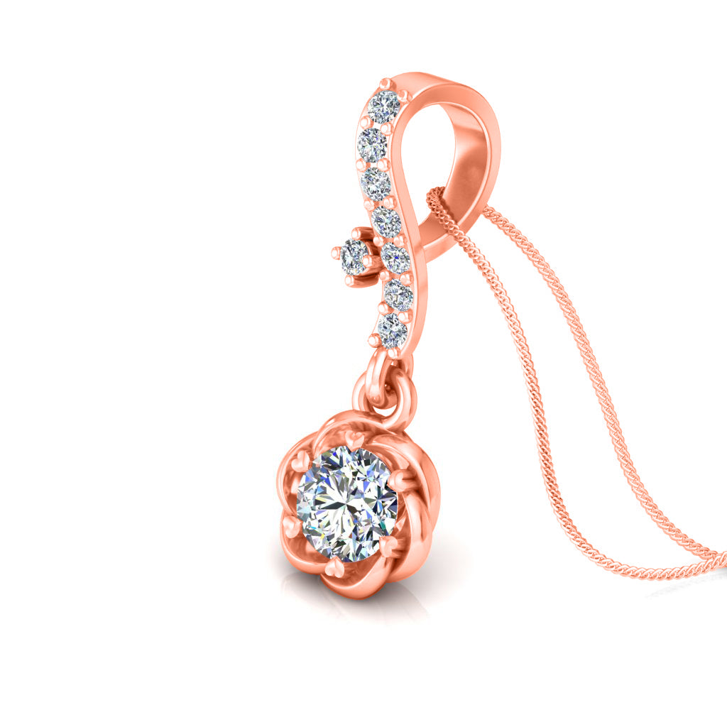 RKC 925 Sterling Silver Flower Drop 0,35 Ct moissanite medál 14K kéttónusú aranyozott súly 2,8 g magasság 18 mm