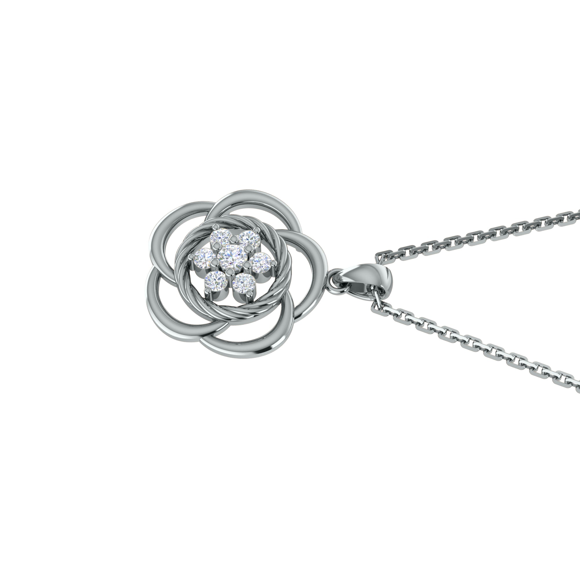 RKC 0.25CT 플로랄 모이사나이트 펜던트 925 실버 주얼리 14K 로즈 골드 도금 중량 4.50gm 높이 22.00mm