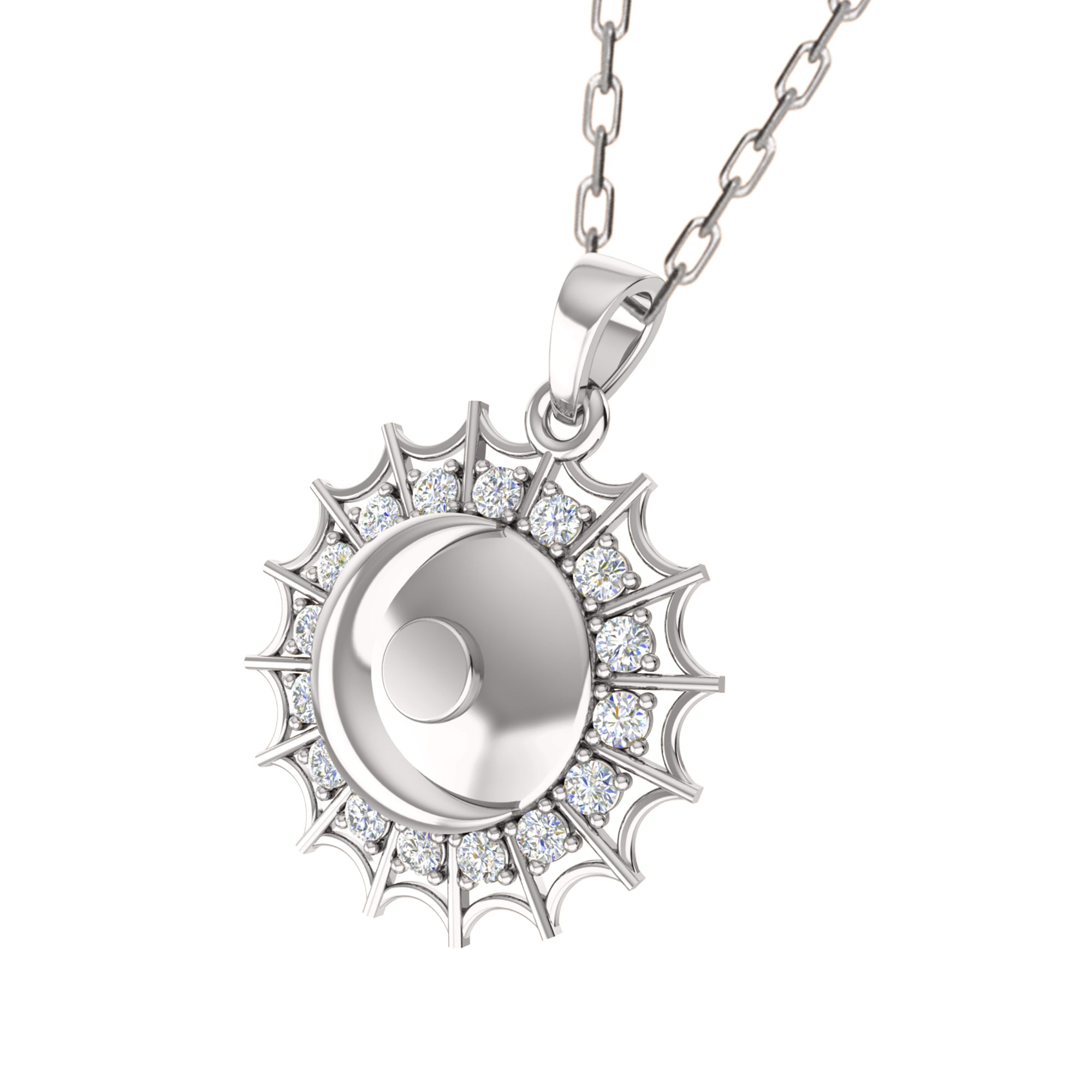 RKC 0.48Ct 모아사니트 문 펜던트 925 실버 주얼리 14K 옐로우 골드 도금 높이 27mm 4.80g