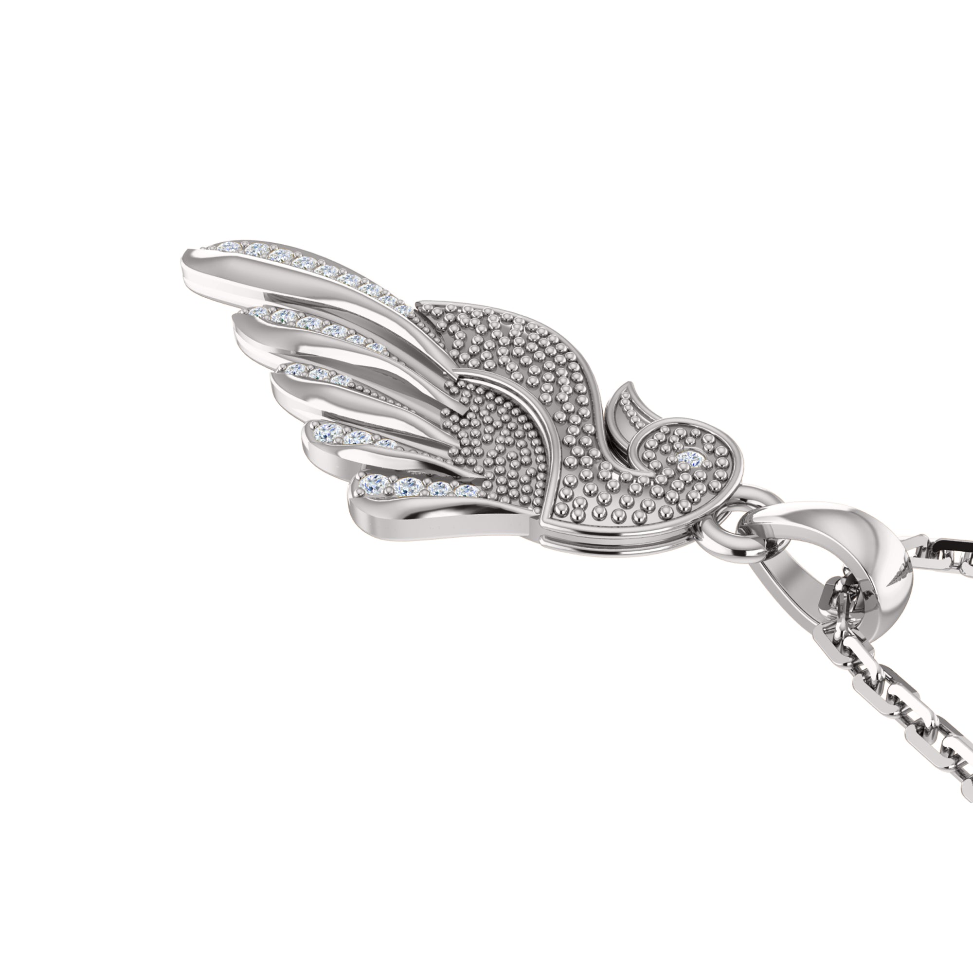 RKC 0.10Ct Moissanite Swan Charm Pendant Necklace 925 Silver Jewelry 14K Rose Gold Plated Wt 4.50gm Height 24.50mm