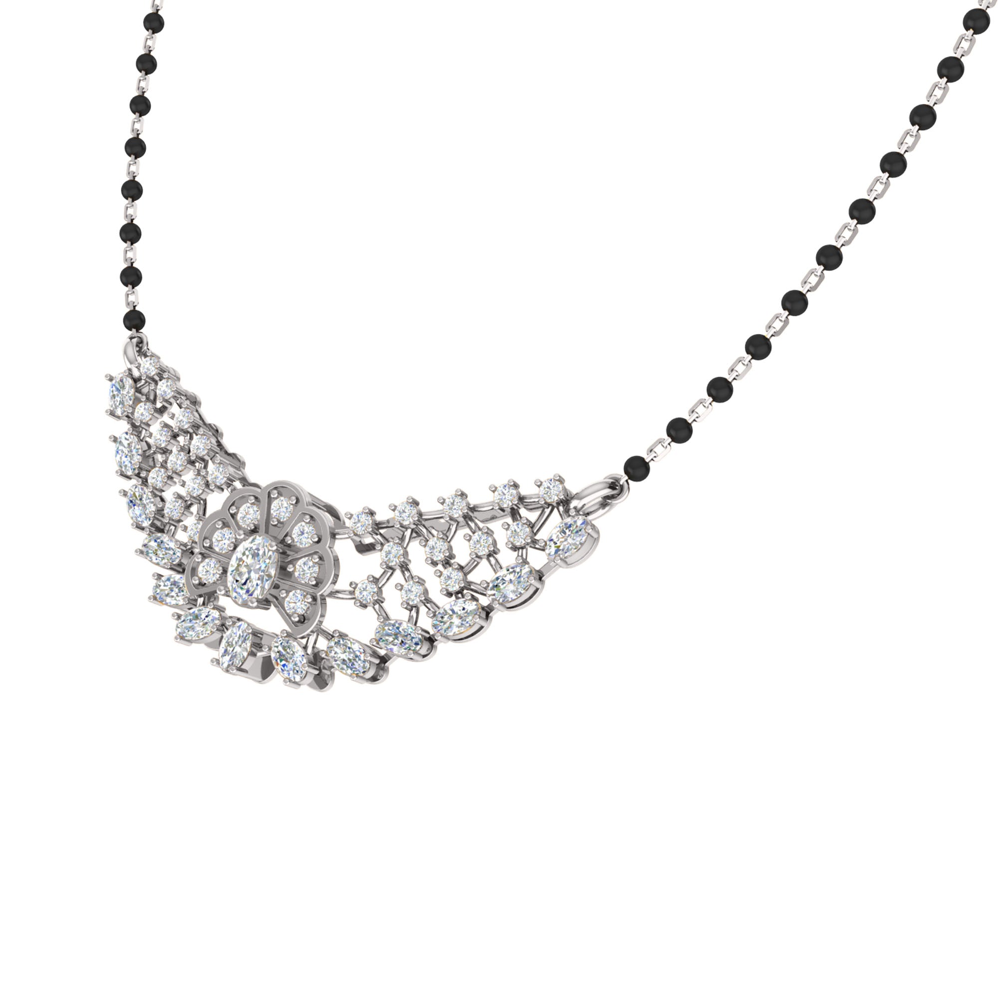 RKC 4.31 Ct Moissanite Women Mangalsutra 925 Silver 14k Rose gold Plated Product Weight 7.50gm Height 24.40mm