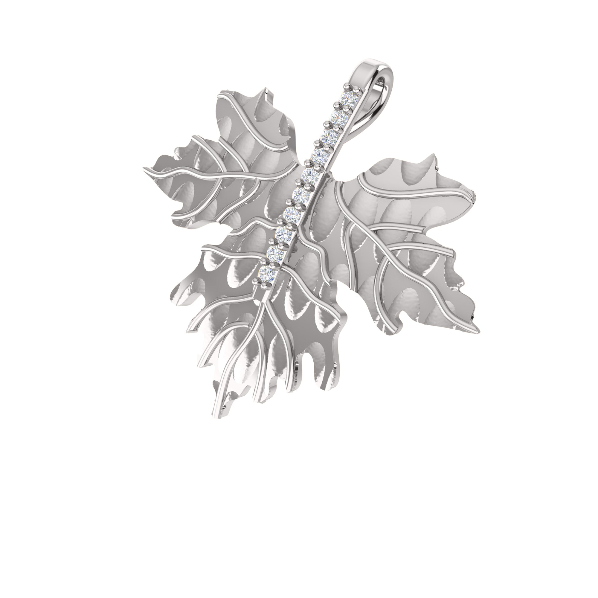 RKC 0.09Ct Moissanite Leaf Pendant 925Silver Jewelry 14K Yellow Gold Plated Wt 5.60gm Height 24.40mm