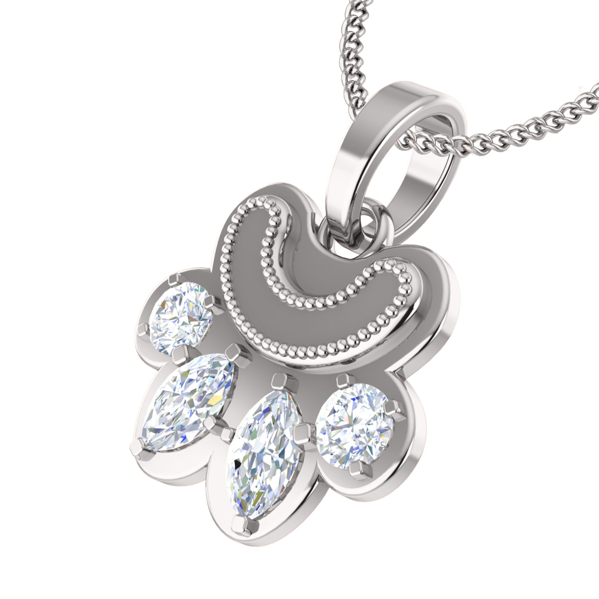 RKC 0.6 قيراط مويسانيتي باو قلادة 925 مجوهرات فضية 14 قيراط مطلية بالذهب الأصفر (الارتفاع)