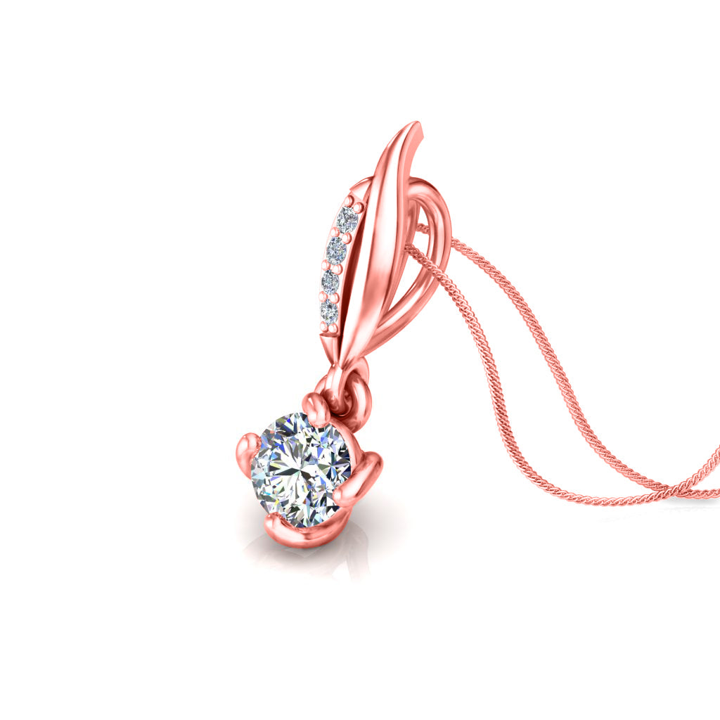 RKC 925 فضة استرليني أربعة شقوق سوليتير الأزهار مويسانيتي قلادة 14K مطلية بالذهب الأبيض