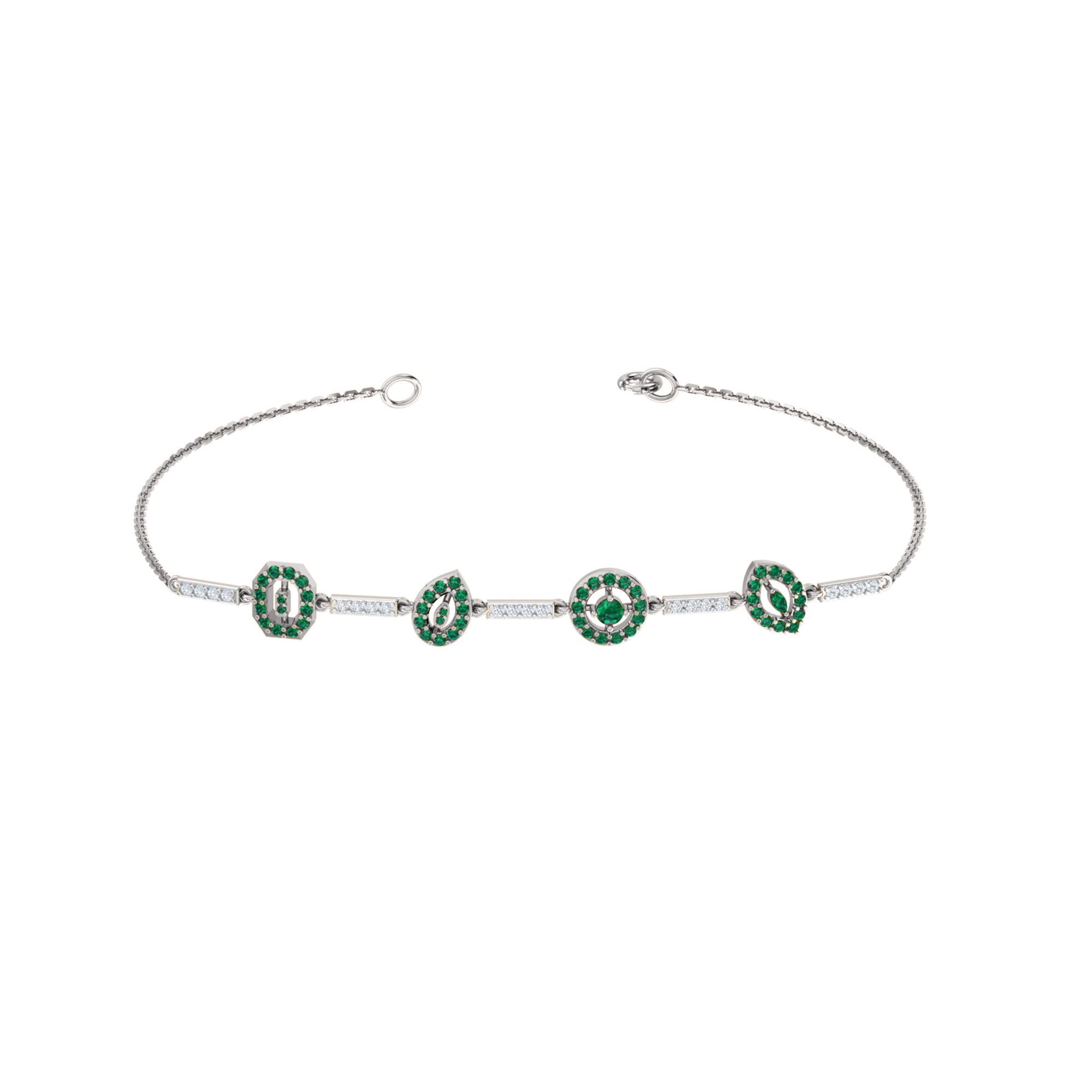 Bracciale da donna RKC in argento sterling 925 da 1,16 ct, placcato in oro bianco 14 carati, peso 5,20 g, altezza 81,30 mm