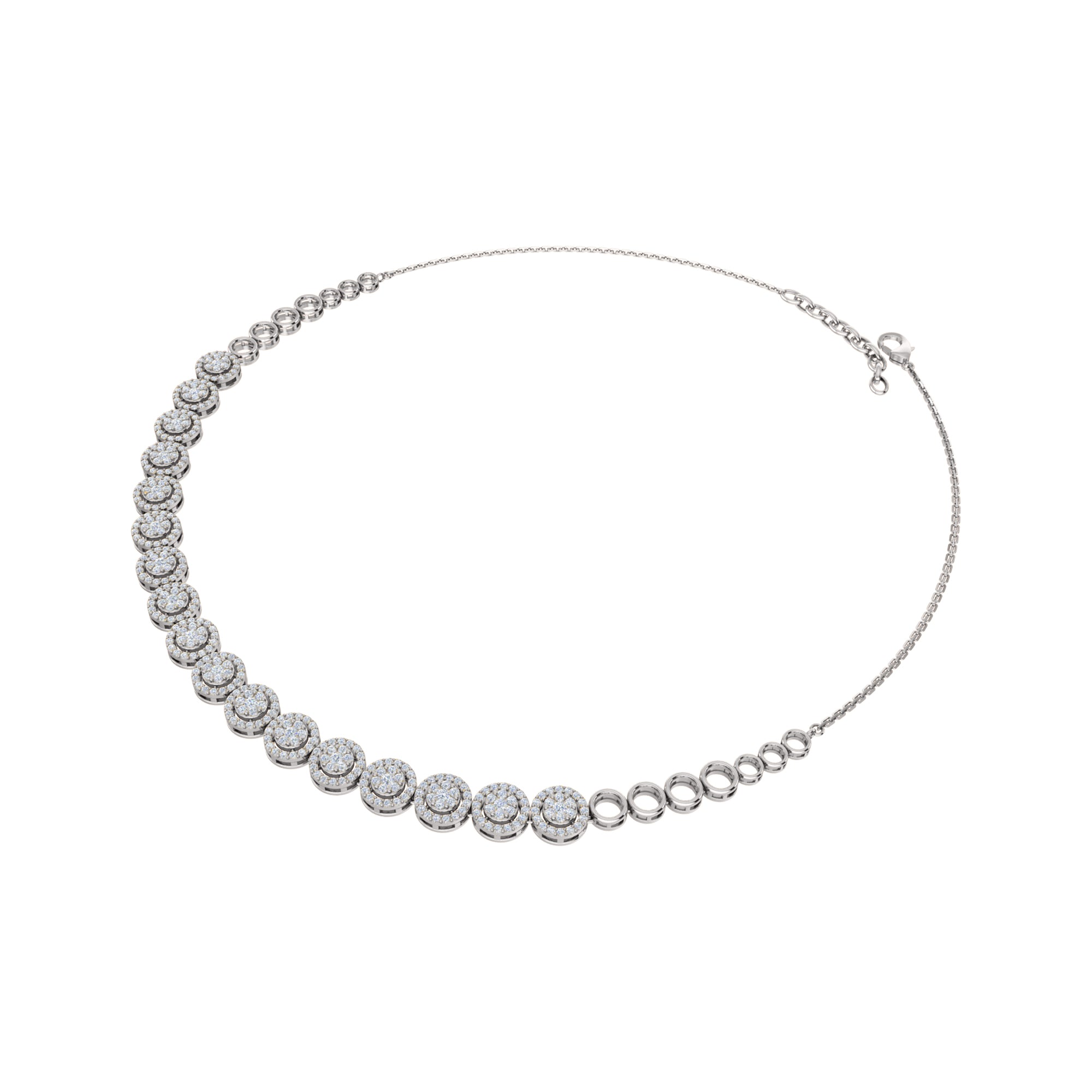 RKC 3.8 CT Moissanite მომხიბლავი ყელსაბამი 925 ვერცხლის 14K ვარდის ოქროთი მოოქროვილი პროდუქტის წონა 12.00 გმ