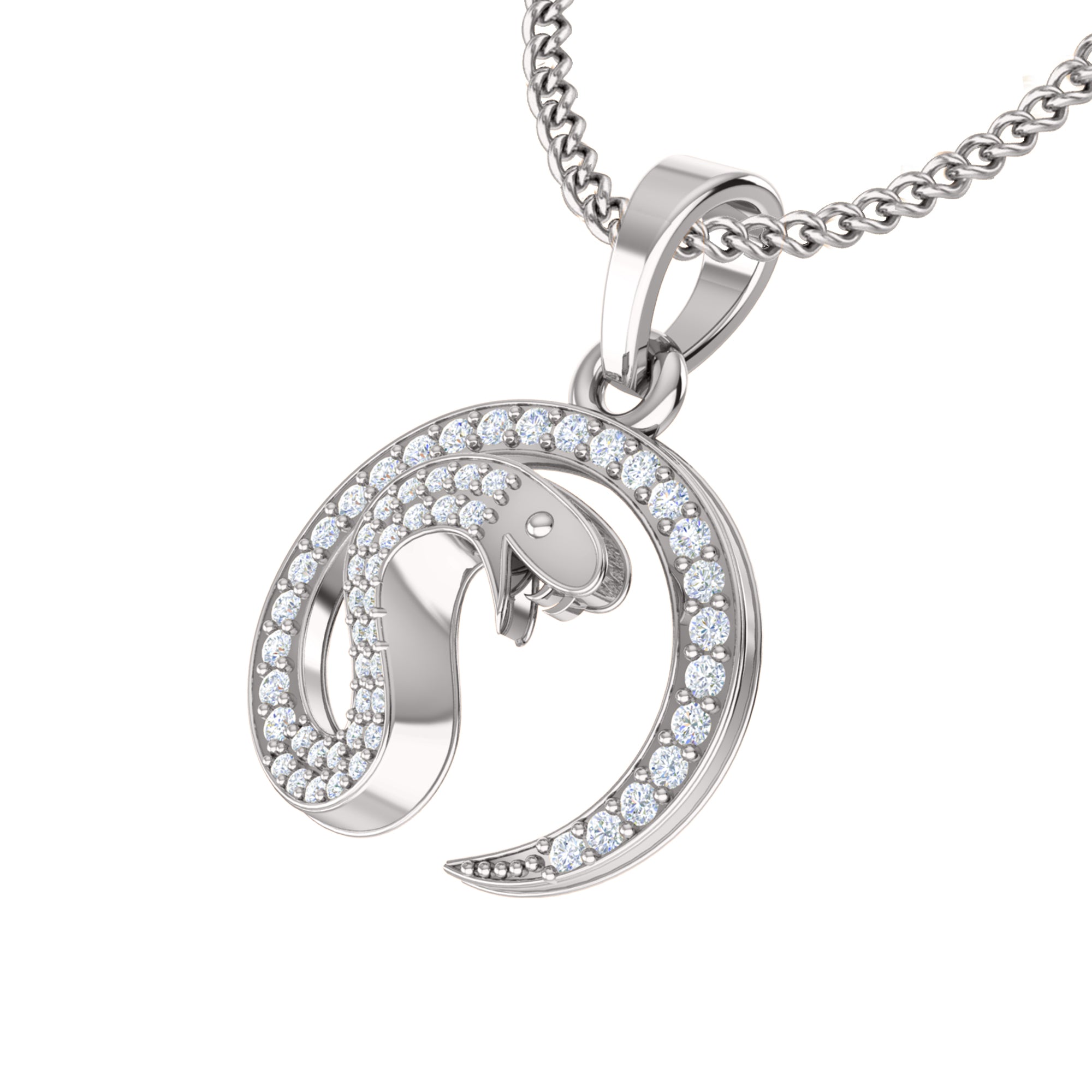 RKC 0.24Ct Moissanite Snake Pendant 925 Silver Jewelry 14K Rose Gold Plated WT 3.60gm Height 20.50mm