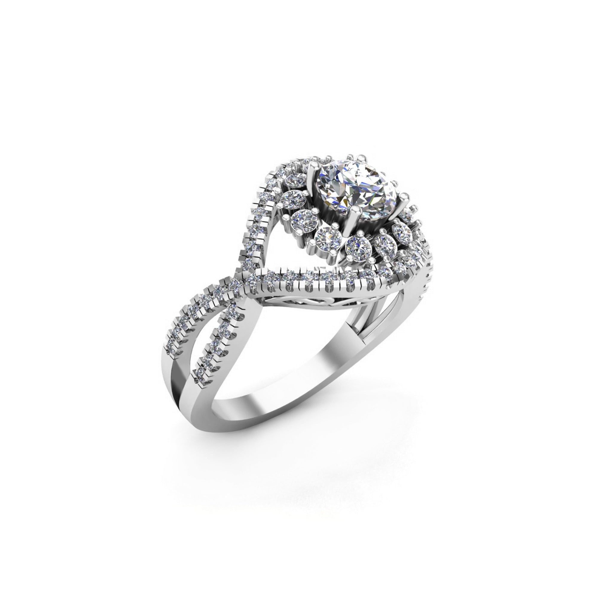 आरकेसी मोइसानाइट हेलो क्रॉस क्रॉस वेडिंग रिंग 925 सिल्वर 14K रोज़ गोल्ड प्लेटेड वजन 2.70 ग्राम चौड़ाई 2 एमएम