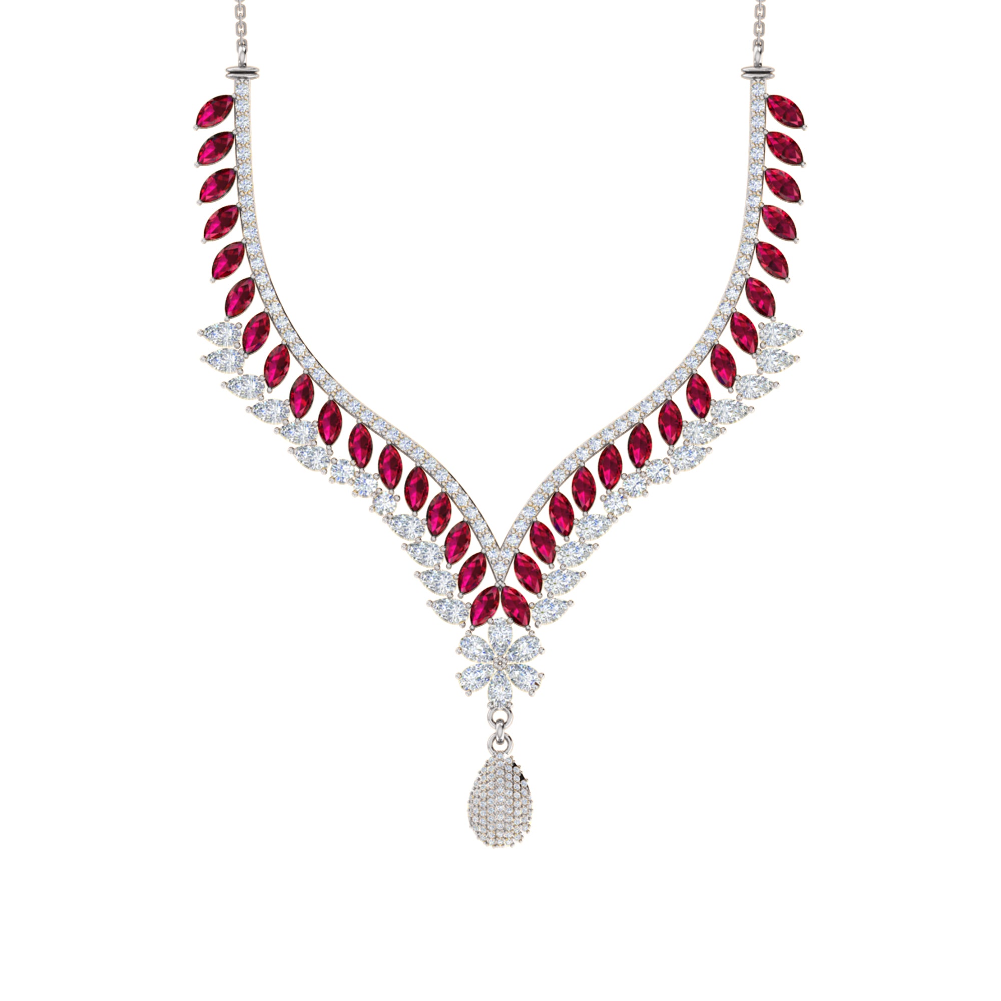 RKC 18 CT Moissanite Charming Necklace 925 Silver 14k Rose gold Plated Product Weight 17.00 GM Height 100.00 MM