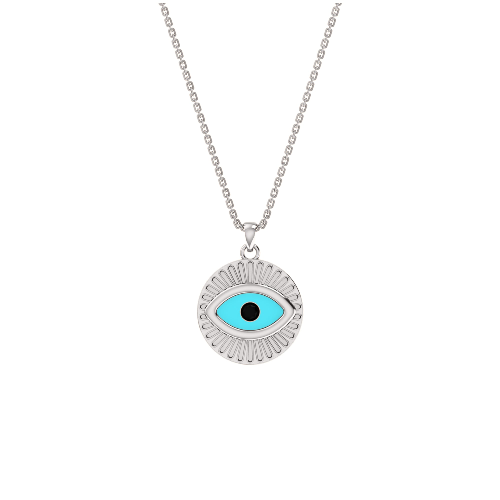 RKC 0.17 CT Enamel Evil Eye Pendant 925 Silver 14K Yellow Gold Plated Wt 5.80 GM Height 20.00 MM