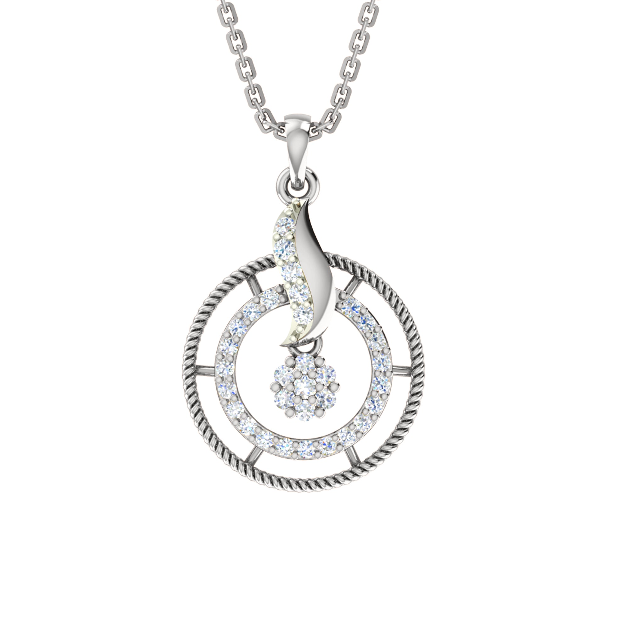 RKC 925 सिल्व्हर गोल्डन टोटल 0.93Ct मॉइसॅनाइट पेंडंट Wt 3.37gm आणि Wt कानातले 4.35gm सेट 14K रोझ गोल्ड प्लेटेड