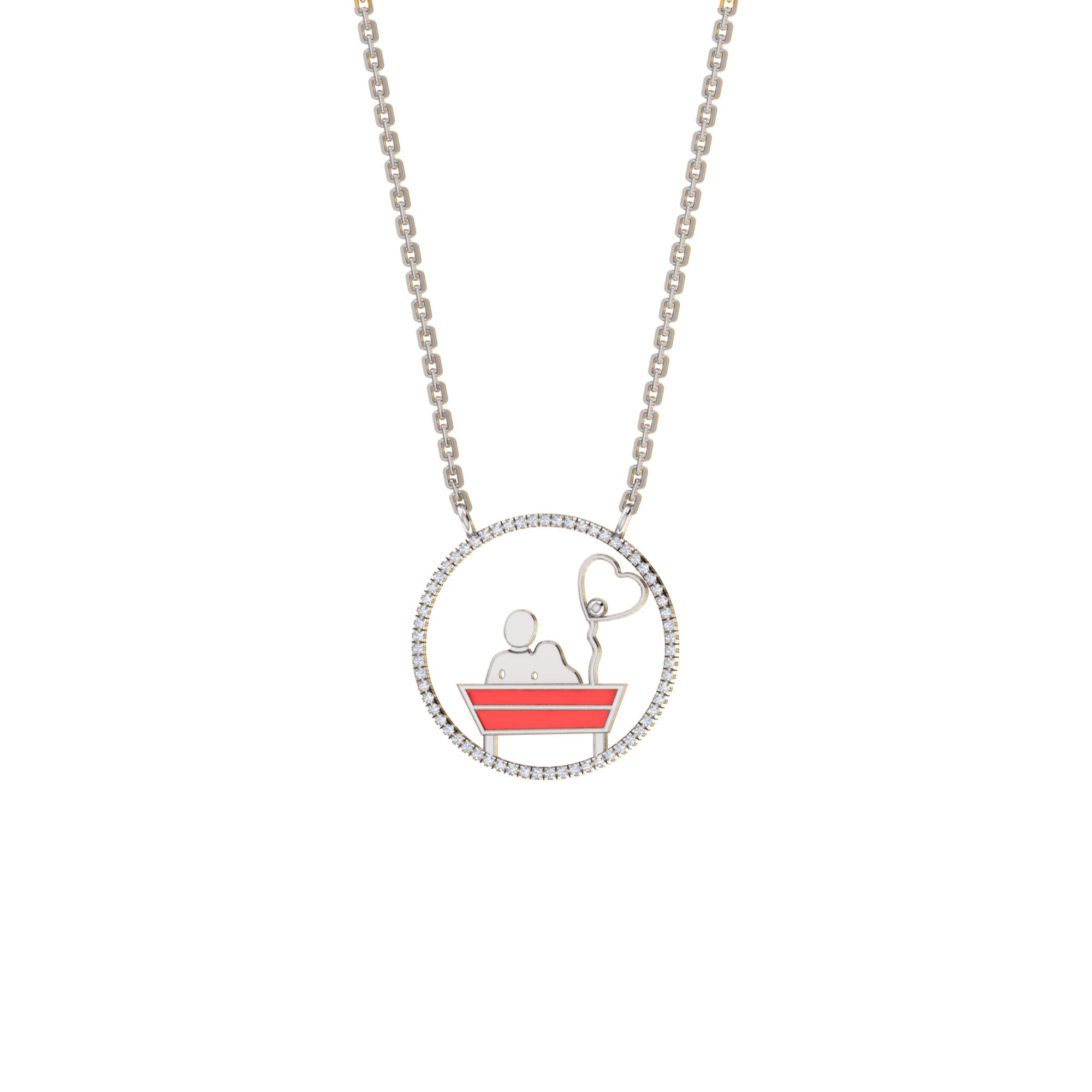 RKC 0.16Ct 모이사나이트 에나멜 펜던트 925 실버 주얼리 14K 로즈 골드 도금 제품 무게 3.80gm 높이 20.00mm