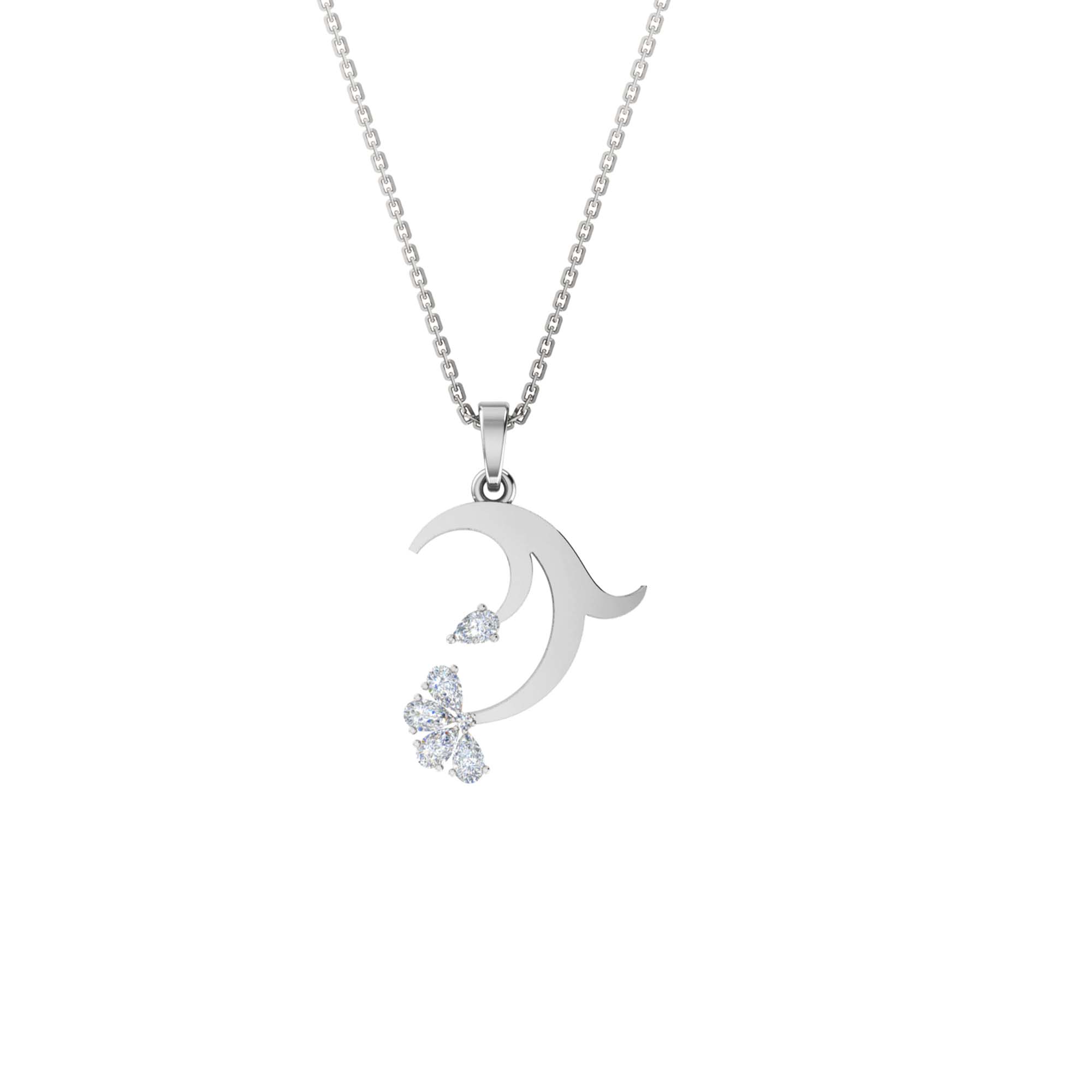 RKC Rose Gold Elegant Moissanite Flower Pendant With Chain