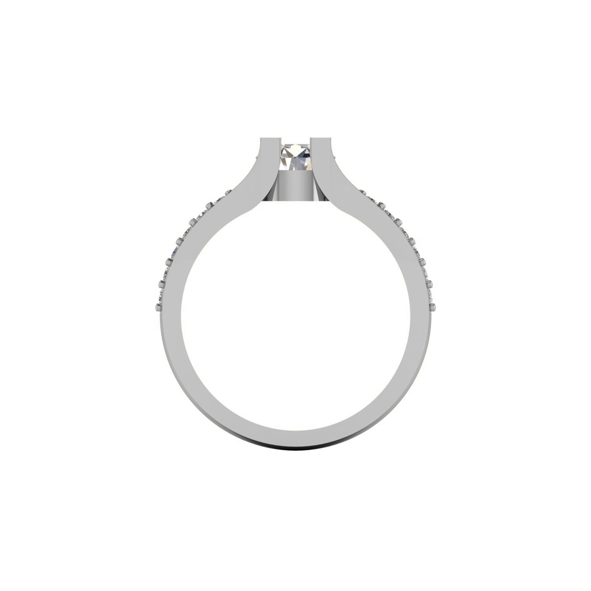 RKC Moissanite Solitaire With Accents Micro Set Purpose Ring 925 Silver 14K Yellow Gold Plated Wt 3.2 gm Width 3.20 MM