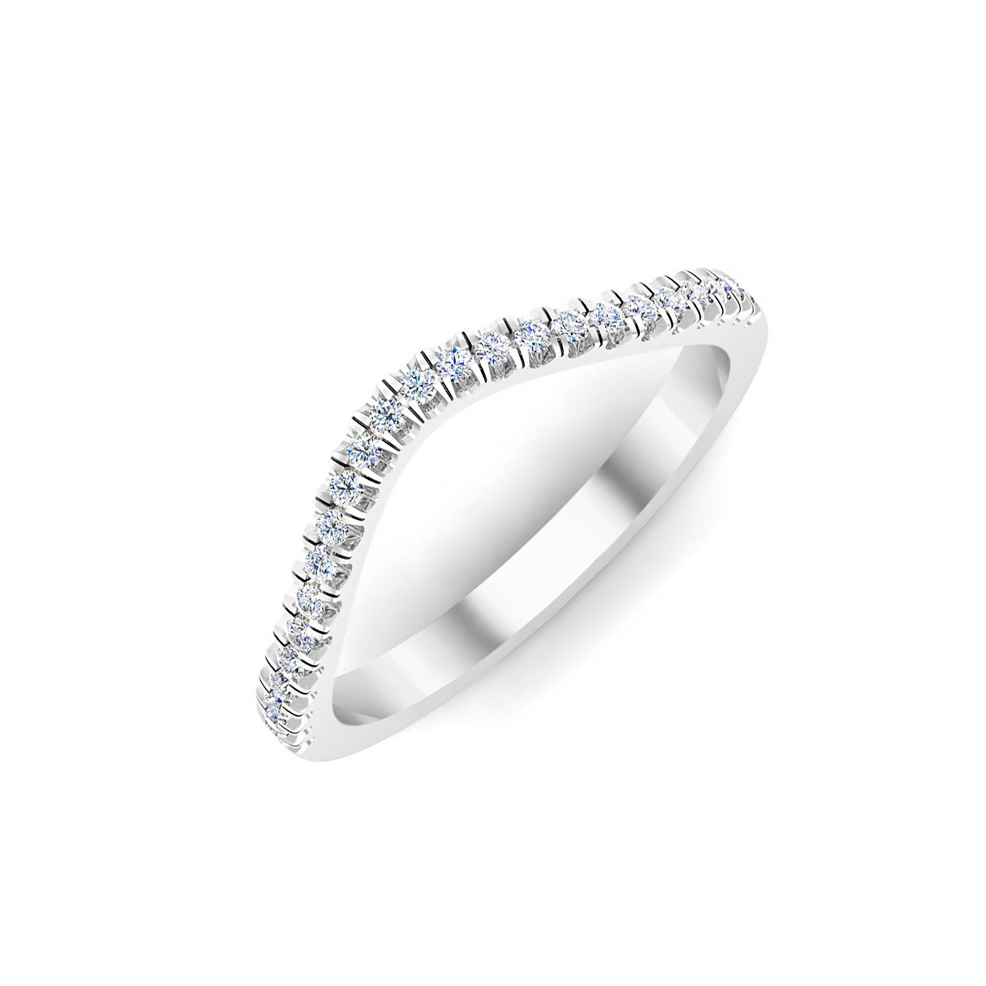 RKC Moissanit gebogener Damen-Hochzeitsring, 925er-Sterlingsilber, 14 Karat Gelbgold vergoldet, Gewicht 1,20 g, Breite 1,70 mm